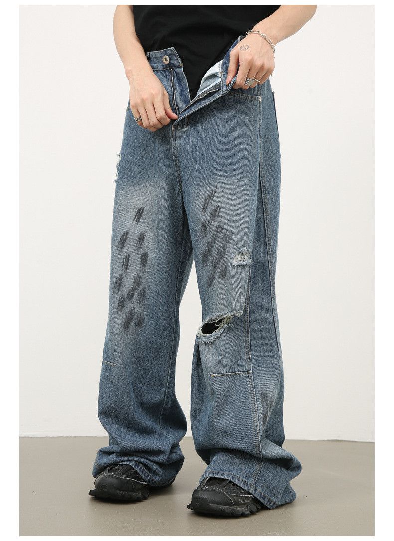 Japanese Brand × Jean American retro distressed straight-leg ripped jeans Size US 32 / EU 48 - 4 Thumbnail