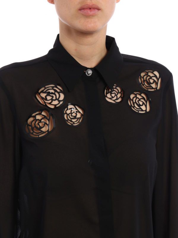 Versus Versace Versus Versace Rose Cut out Georgette Shirt Size M / US 6-8 / IT 42-44 - 4 Thumbnail