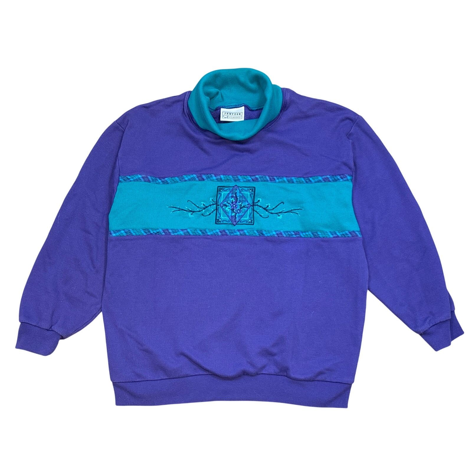 Jantzen Vintage 90s Jantzen Classics purple Turtleneck sweatshirt L Size L / US 10 / IT 46 - 1 Thumbnail