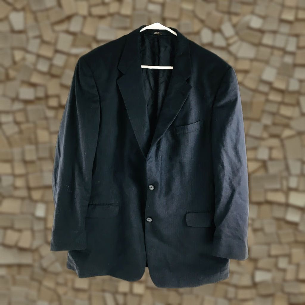Hart Schaffner Marx Hart Schaffner Marx Suit Jacket Men L Navy Blue Wool Blend Solid 2 Piece Regular Fit Mens Size 42R - 1 Thumbnail