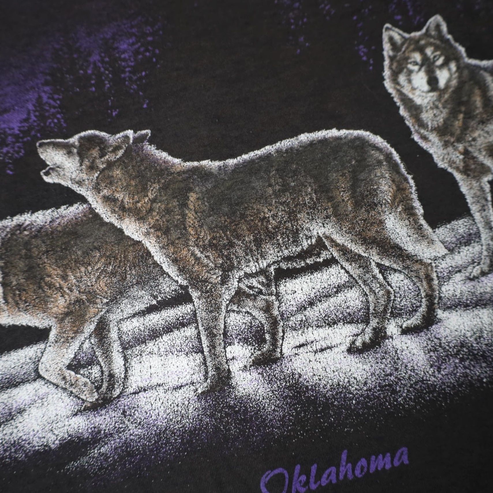 Vintage VINTAGE Wolf Night Scene Graphic T Shirt Men's 2XL Black Shirts Mens Size US XXL / EU 58 / 5 - 5 Thumbnail