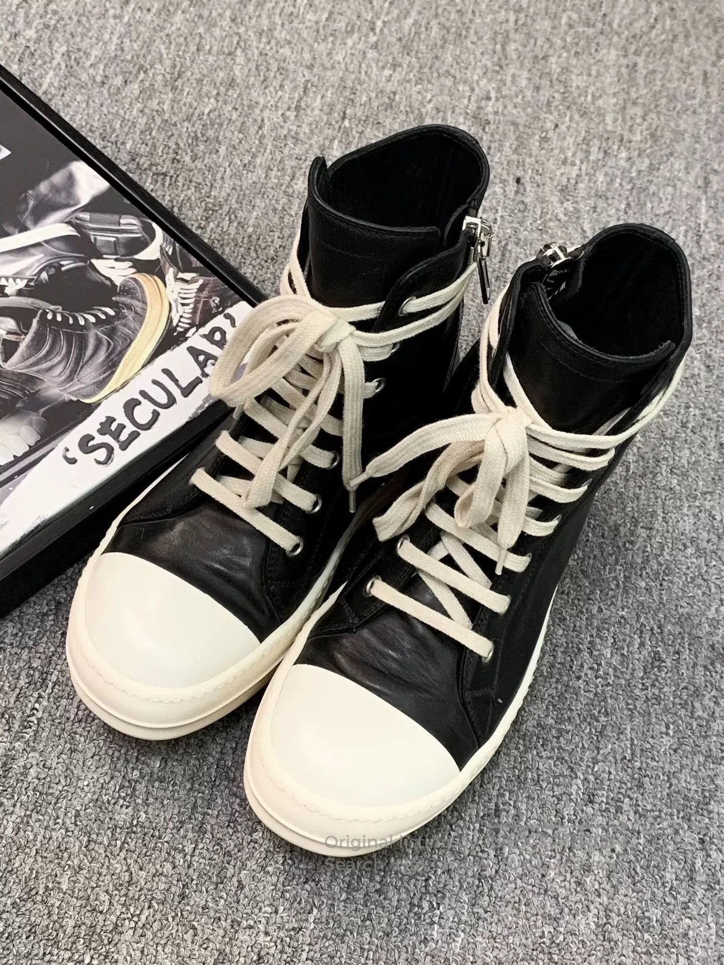 Rick Owens rick owens high top leather sneakers. Size US 6 / EU 39 - 2 Thumbnail