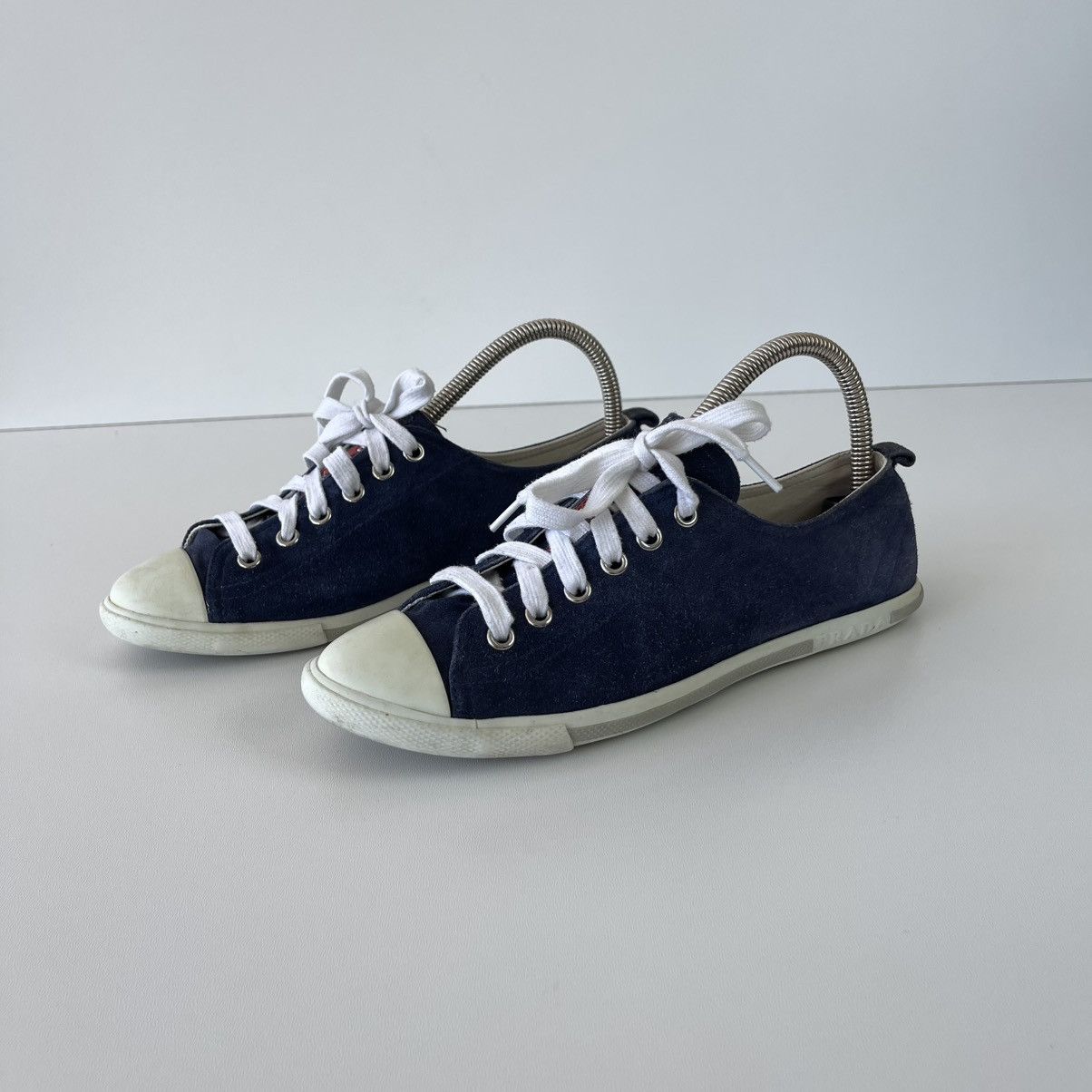 Prada Prada Sport Lace-Up Trainers Leather Sneakers Blue 3E4739 Size US 5.5 / EU 38 - 1 Thumbnail