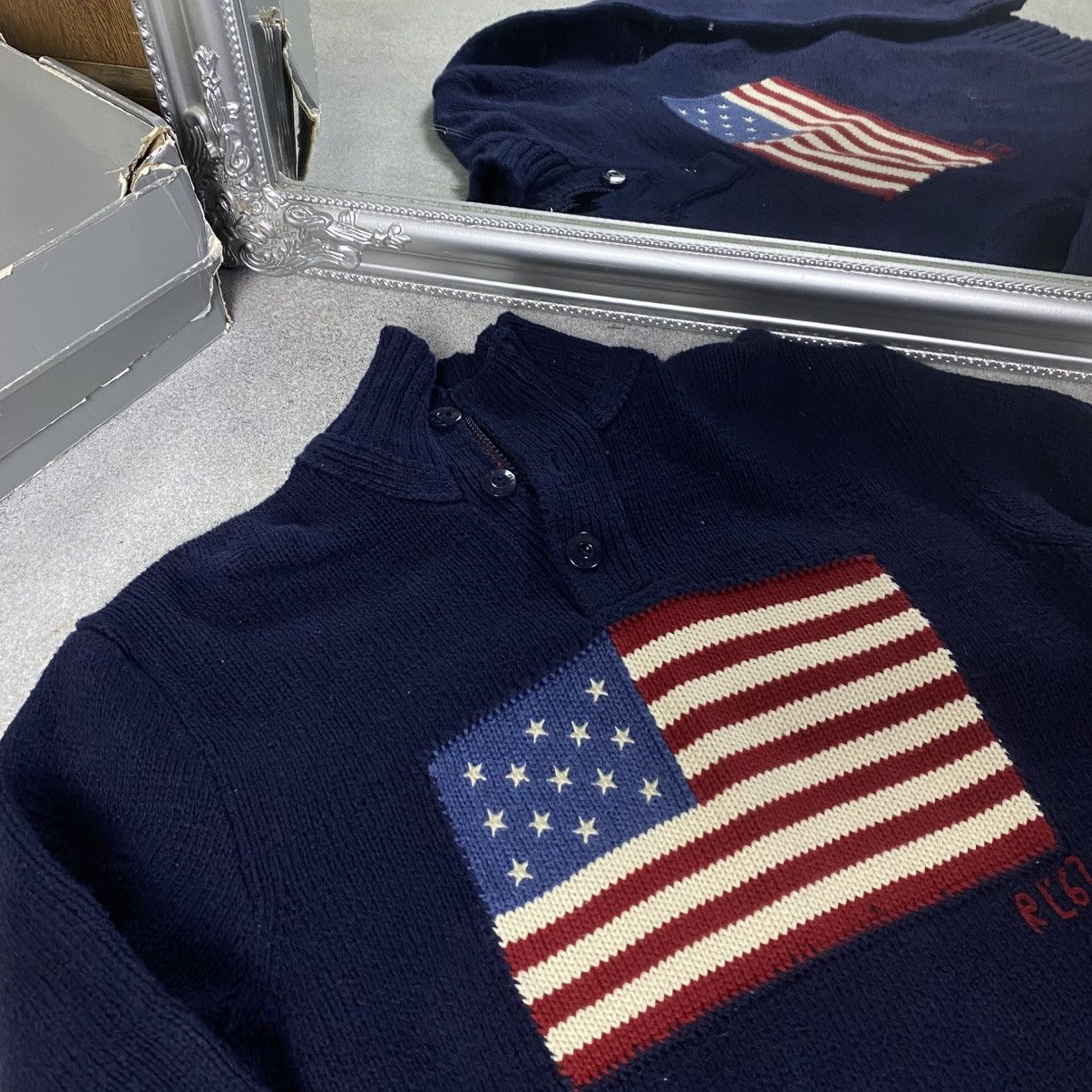 Polo Ralph Lauren Vintage Polo Ralph Lauren USA Flag 1/4 Zip Sweater Size US L / EU 52-54 / 3 - 3 Thumbnail