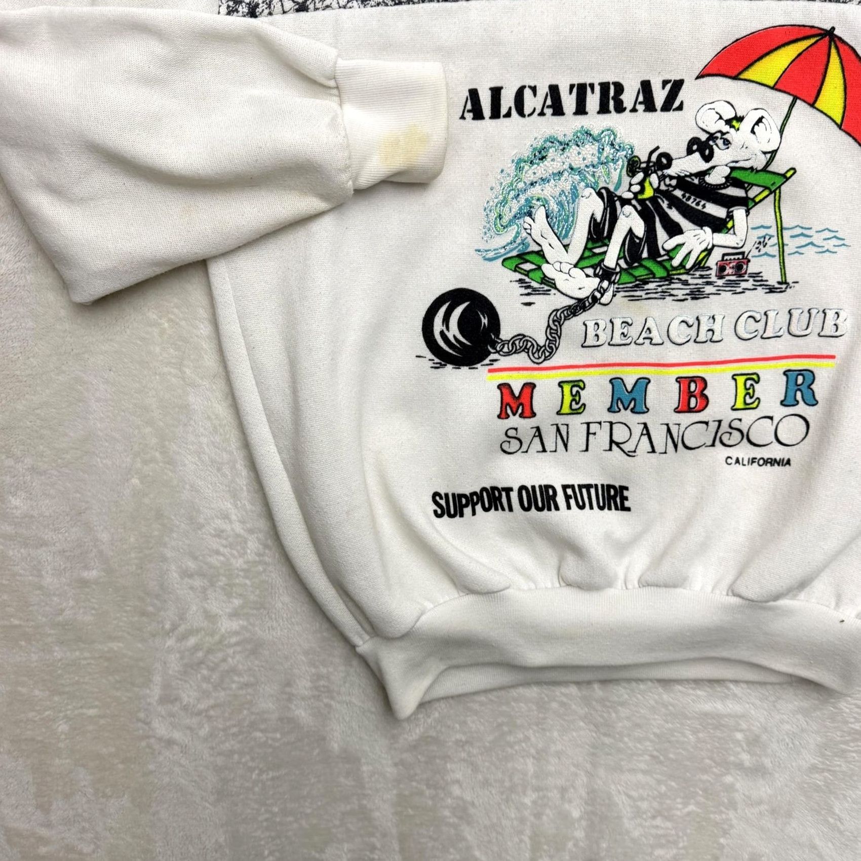 Vintage VINTAGE Jacoe Alcatraz Beach Club Sweatshirt 1/4 Zip Mens Large White Size US L / EU 52-54 / 3 - 7 Thumbnail