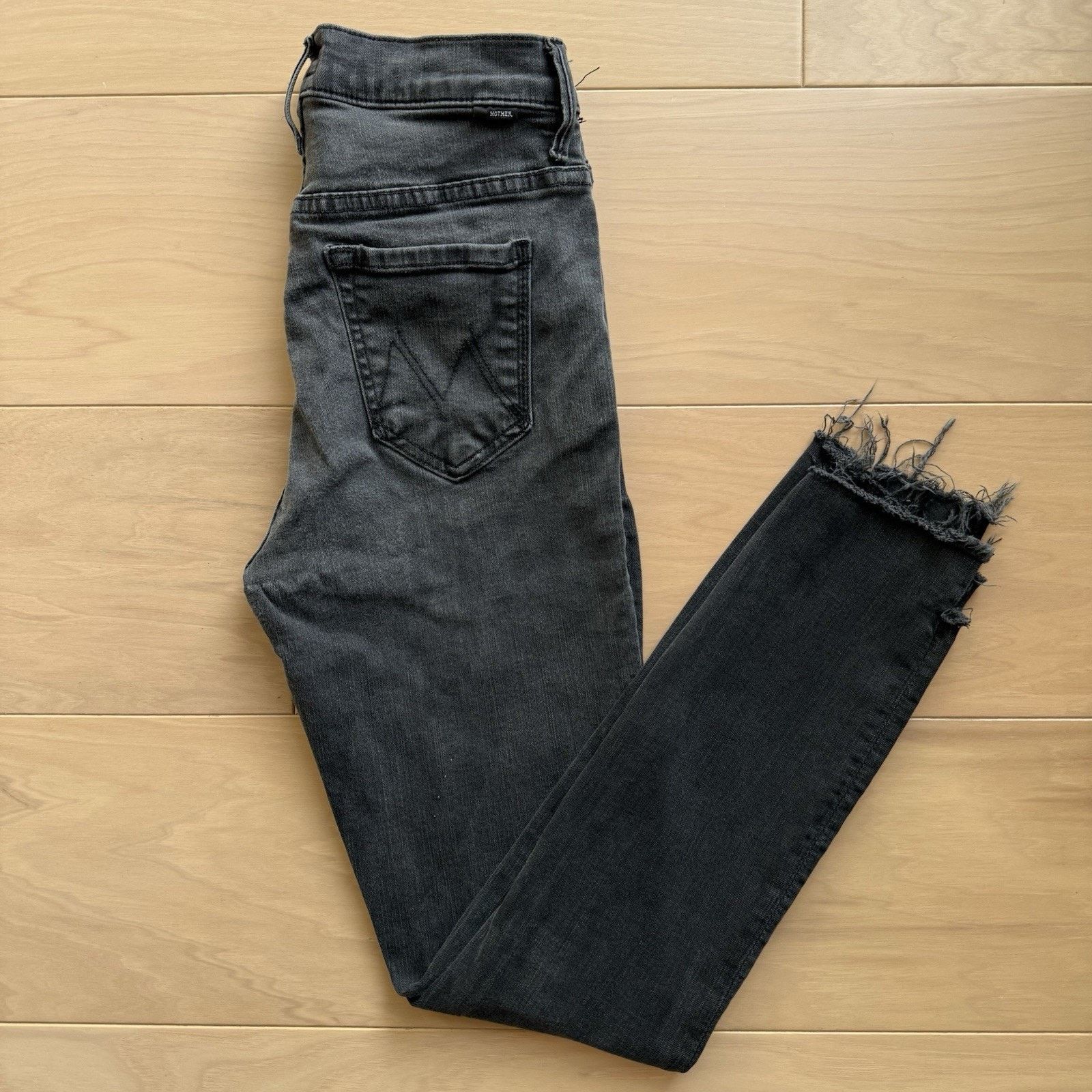 MOTHER Mother The Stunner Zip Jeans Women's 24 Black Fray Glam Size 24" / US 00 / IT 34 - 2 Thumbnail