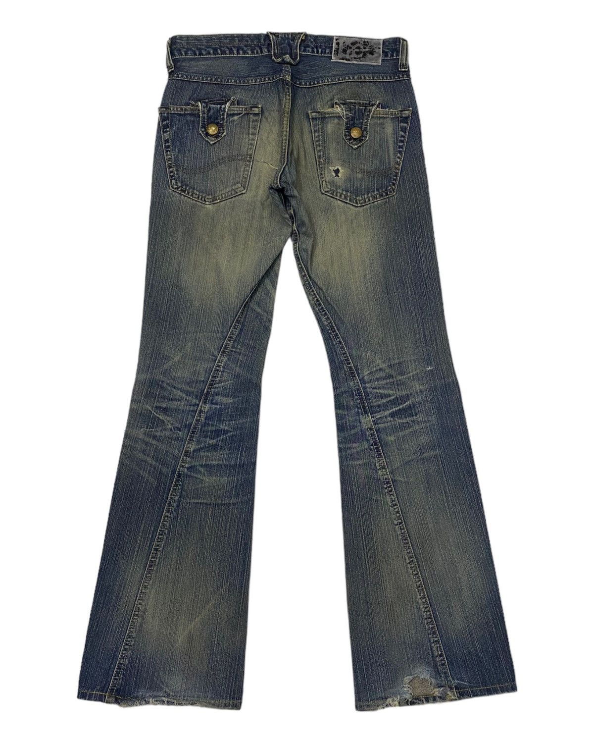 Lee × Tornado Mart 🔥LEE FLARE TWISTED DISTRESSED DENIM JEANS BOOTCUT FLARED Size US 31 - 3 Thumbnail