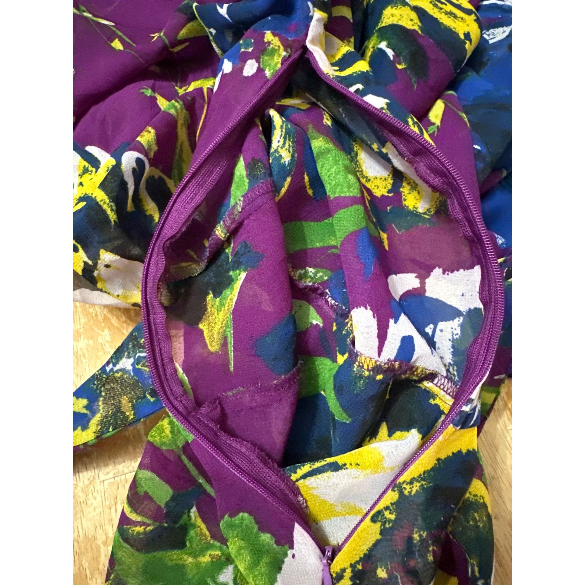 Other Ashley Stewart Size 14 Purple Sheer Floral Dress High Low He Size XL / US 12-14 / IT 48-50 - 11 Thumbnail