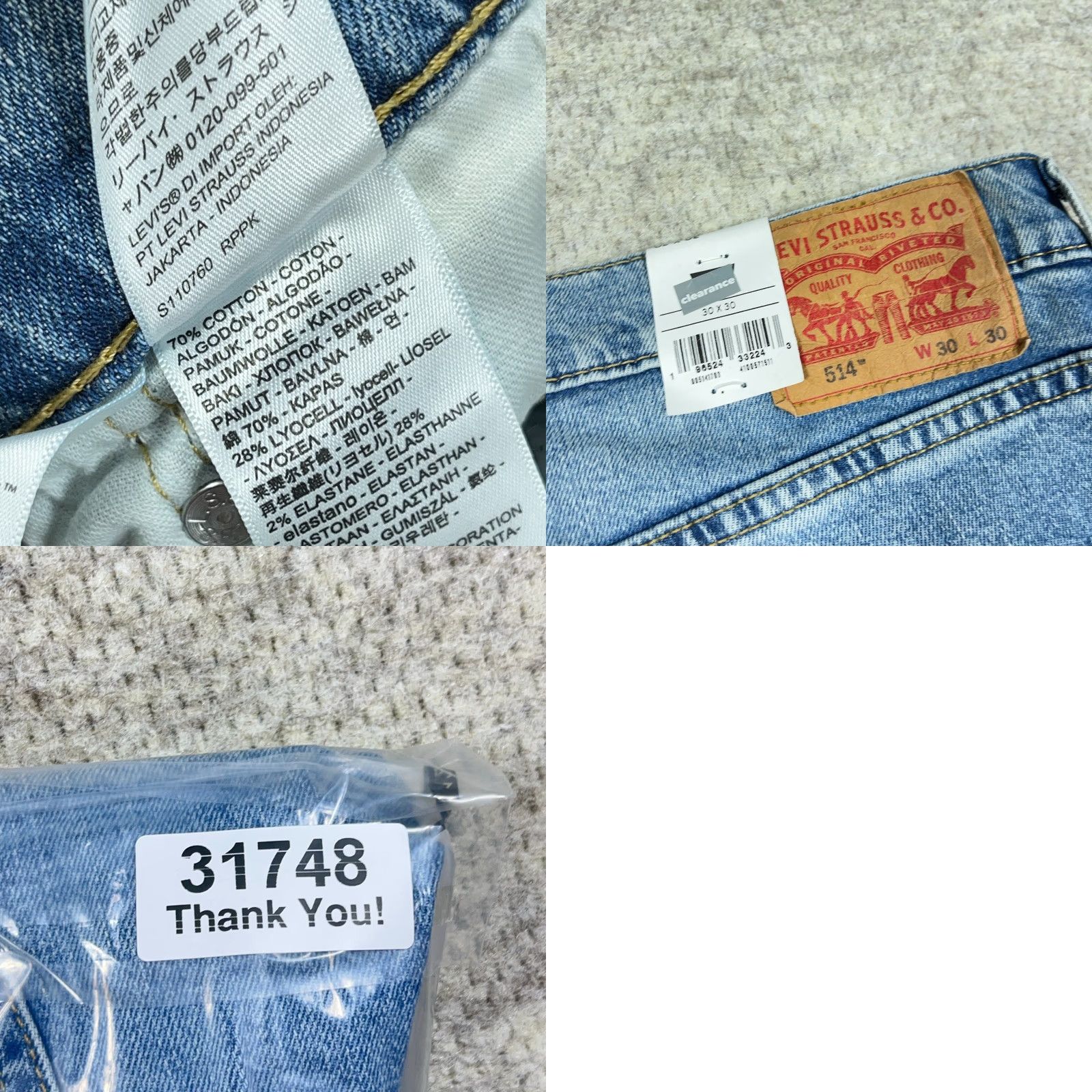 Levi's Levi's 514 Jeans Men 30x30 Straight Leg Medium Wash Stretch Distressed Denim Regular 5-Pocket Zipper Button Blue Size US 30 / EU 46 - 10 Thumbnail