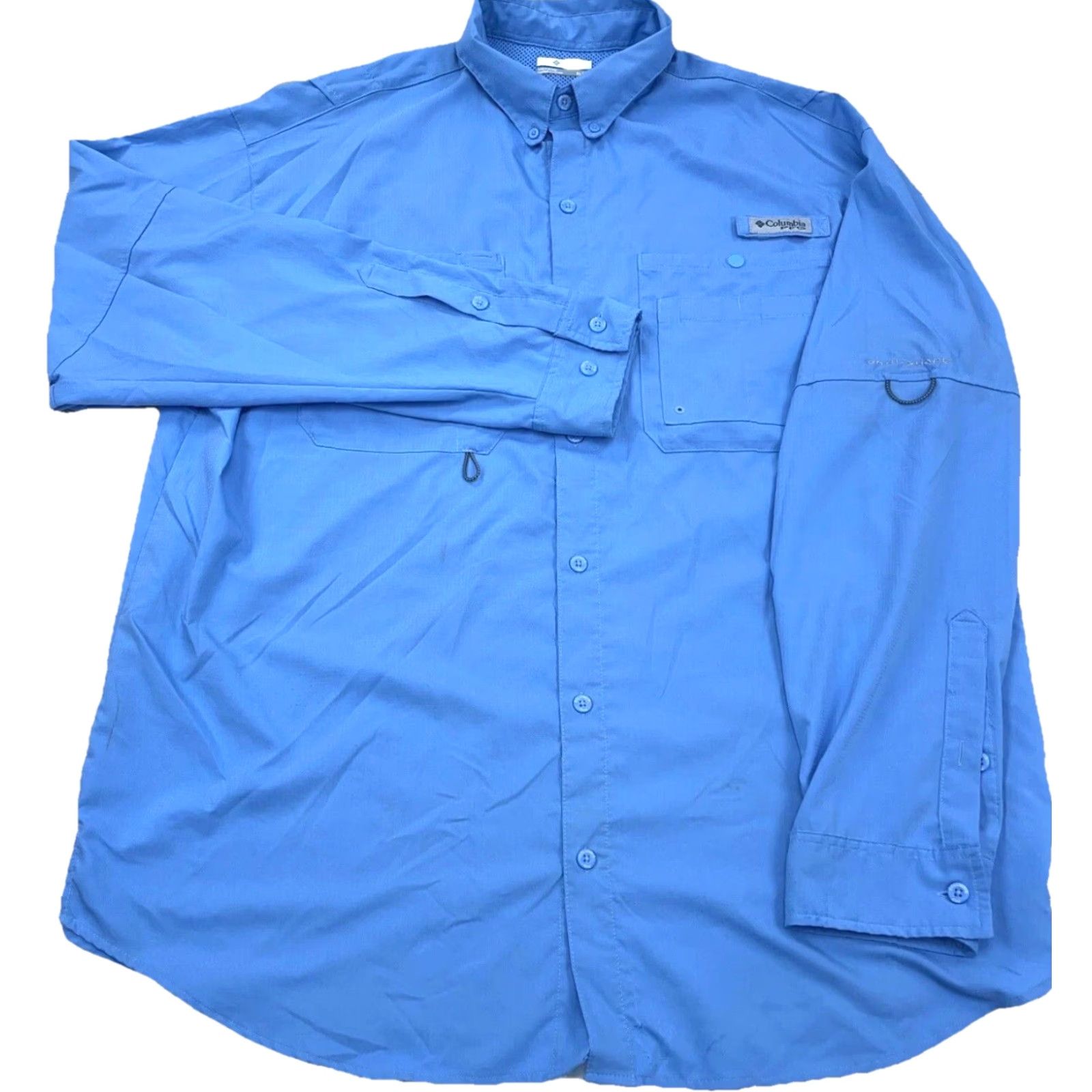 Vintage Columbia PFG Omni-Shade Shirt Men XL Blue Button-Up Outdoor Casual Travel Lightweight Moisture Wicking Pockets Logo UV Protection Easy Care Size US XL / EU 56 / 4 - 2 Thumbnail