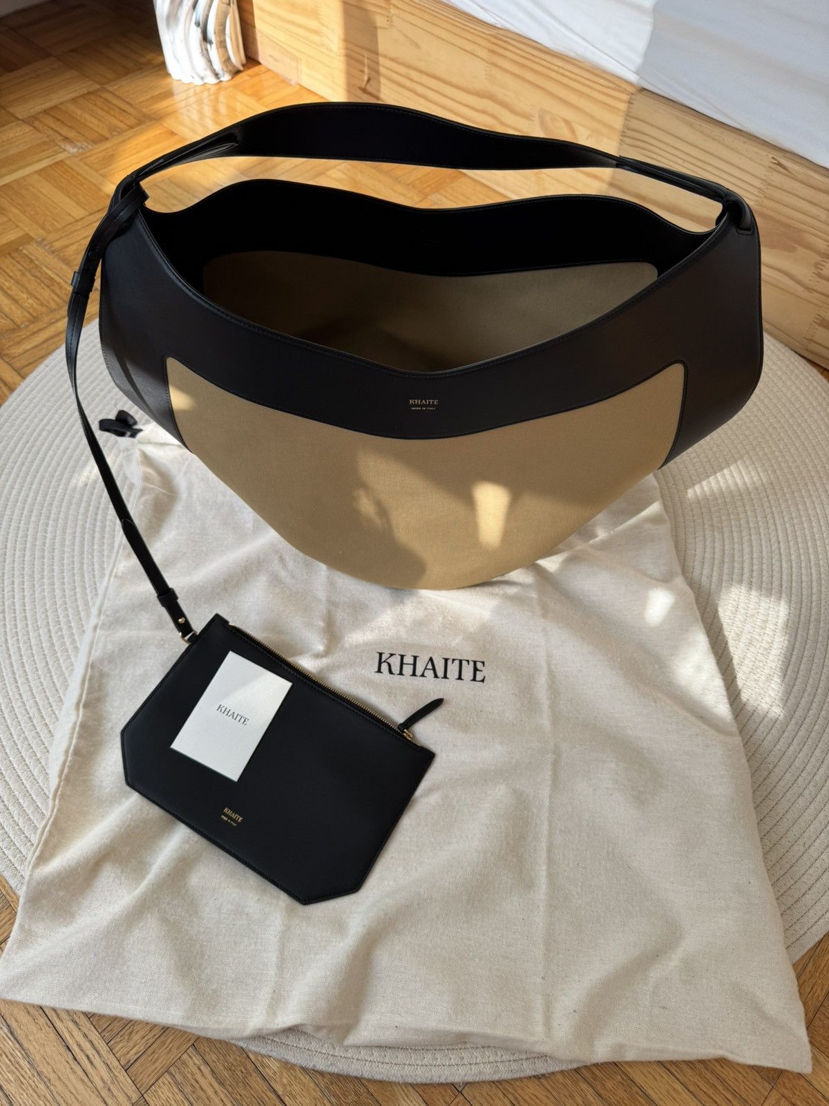 KHAITE Khaite Lotus Medium canvas and leather tote bag Size ONE SIZE - 8 Thumbnail