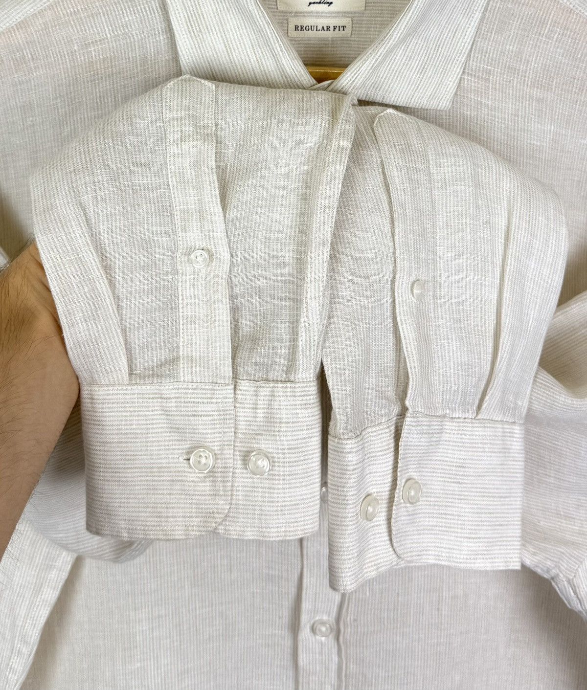 Blue Coast Yachting Linen Long Sleeve Shirt Beige Top, Men's (Size Xl) — image 5 of 6