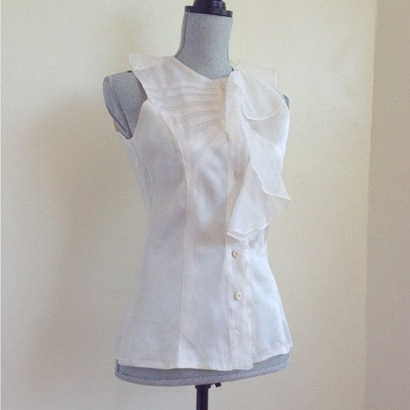 Rock & Republic NEW $945 Rock & Republic Tailor Made Runway White Silk Ruffl Size S / US 4 / IT 40 - 9 Thumbnail