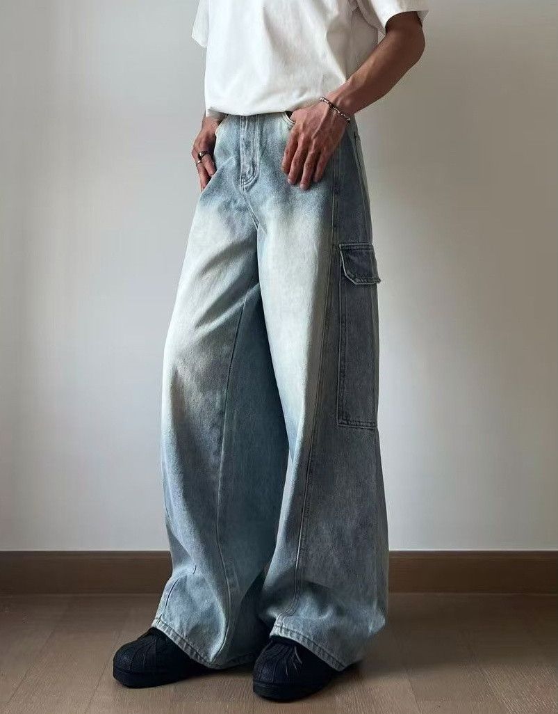 Japanese Brand × Jean Men's street washed vintage distressed straight jeans y2k Size US 32 / EU 48 - 1 Thumbnail
