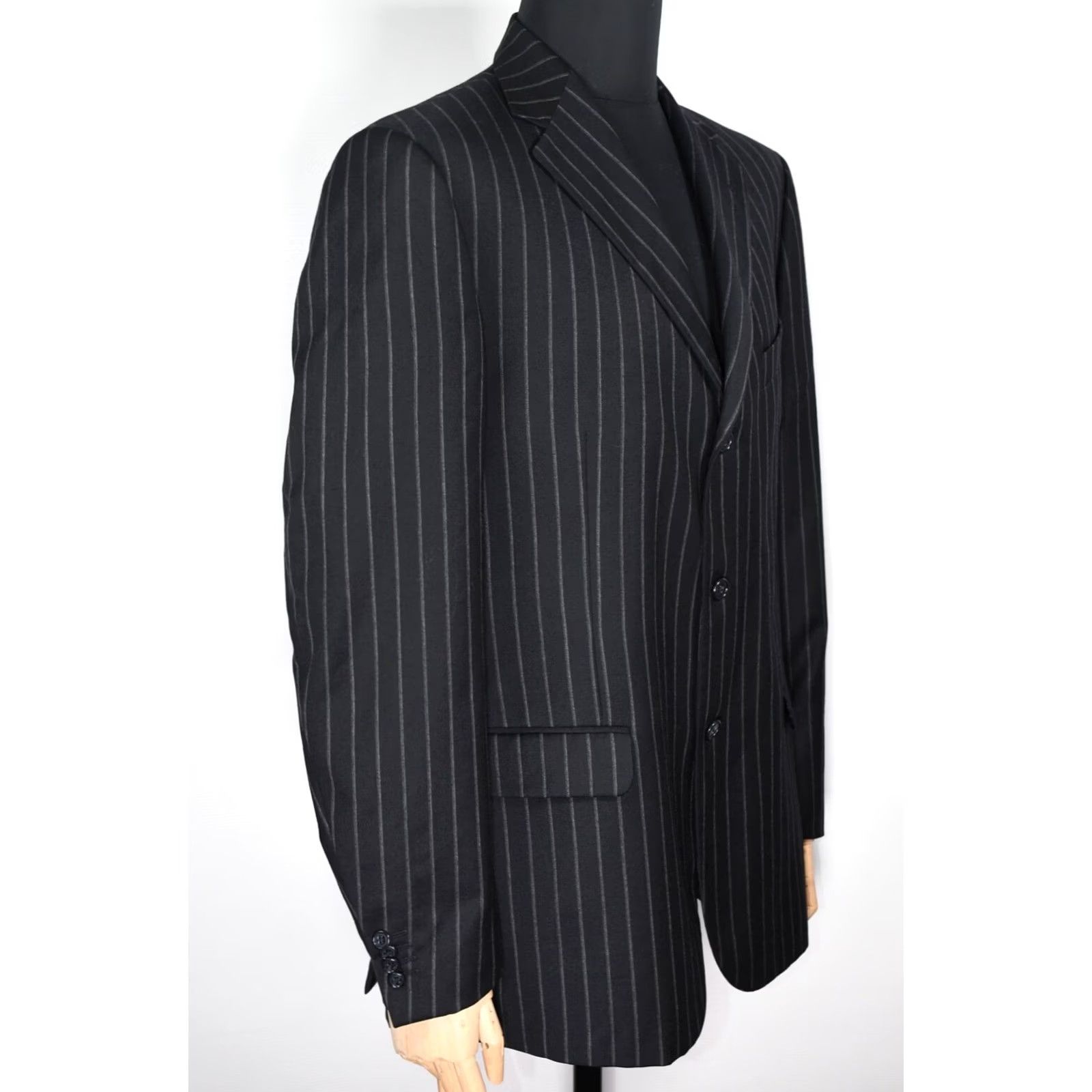 Corneliani Corneliani Blazer Wool Striped Men's 54 Black CC Collection 54 Wool Blazer Men Size 54R - 4 Thumbnail