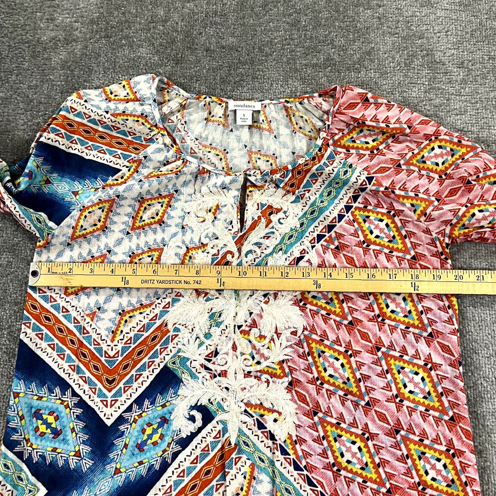 Vintage SUNDANCE Top Womens Small Geometric Floral Adisa Beach Coverup Tunic Shirt 3/4 Size S / US 4 / IT 40 - 5 Thumbnail