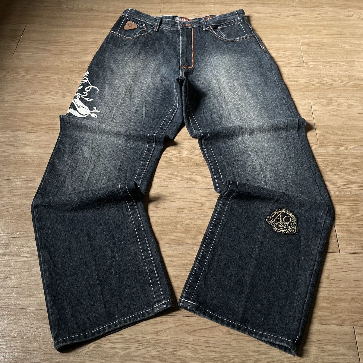 Hysteric Glamour Akademiks Patches Paint Embroidered Jnco Style Baggy Jeans Size US 34 / EU 50 - 15 Thumbnail