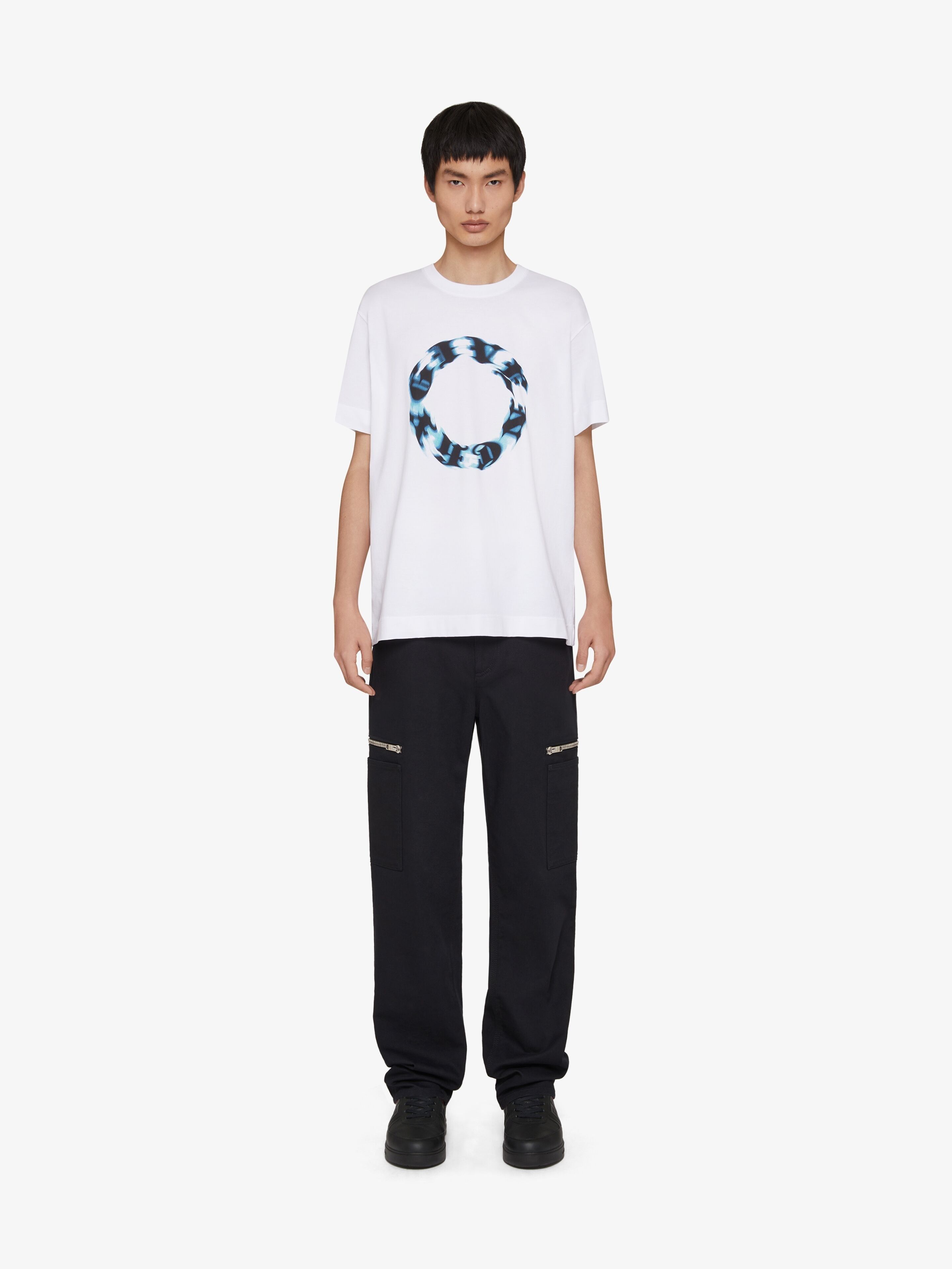 Givenchy o1mle0125 Oversized T-Shirt Cotton With Circle Print White Size US XXL / EU 58 / 5 - 2 Thumbnail