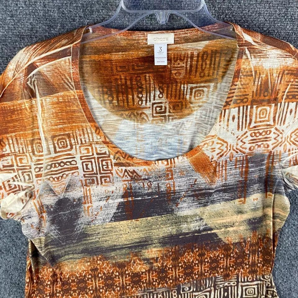 Chicos Chico's Top Women's Size 3 Half Sleeve 100% Polyester Adults Size ONE SIZE - 2 Thumbnail
