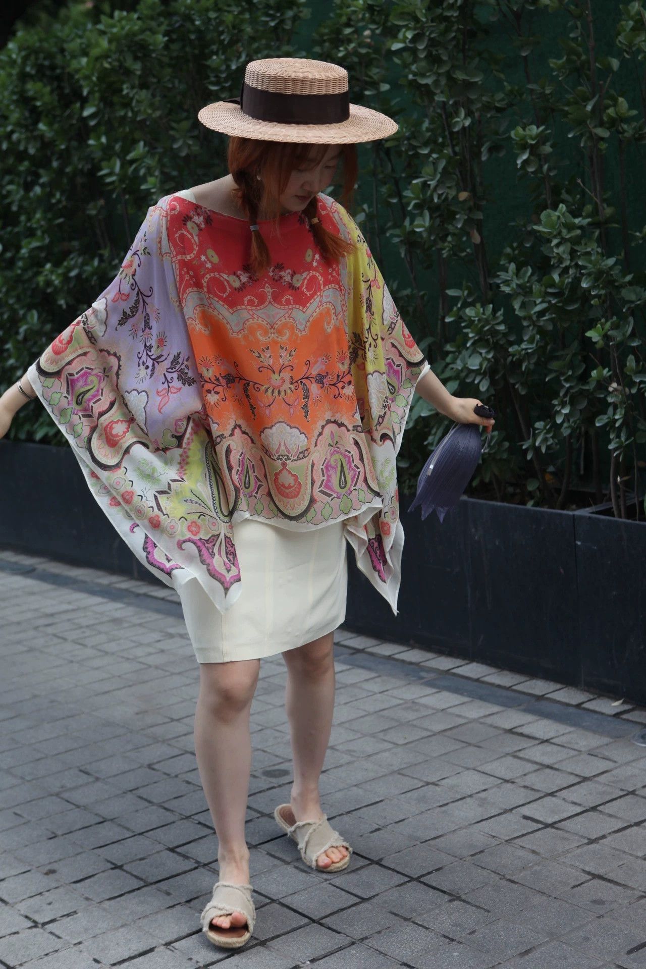 Etro Paisley Print Silk Butterfly Sleeves Top, Women's — image 4 of 6