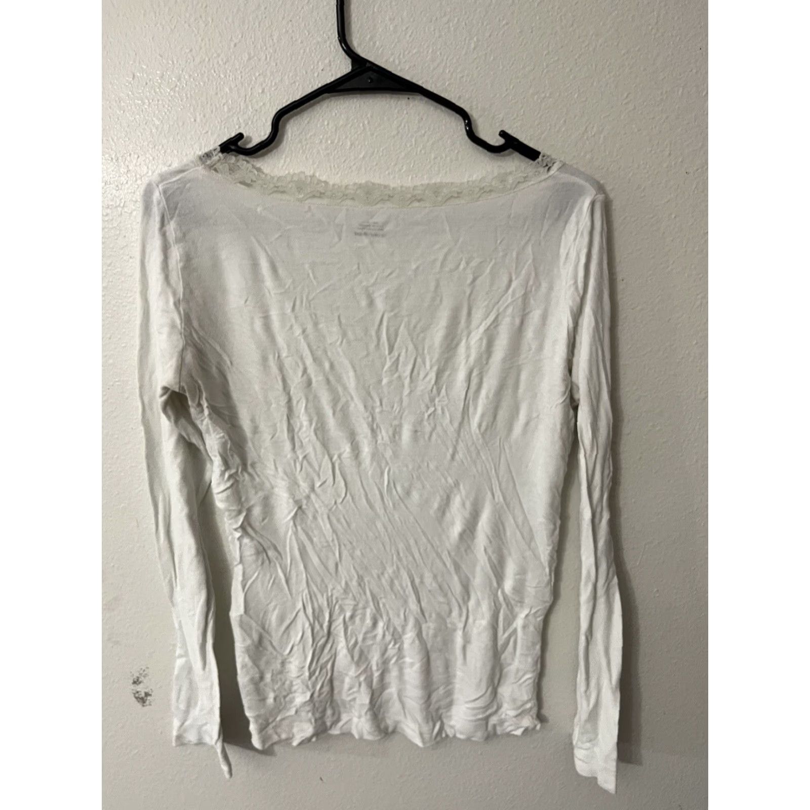 H&M Women’s Medium H&M Basic Long Sleeve White Blouse Crew Neck T-Shirt Size L / US 10 / IT 46 - 2 Thumbnail