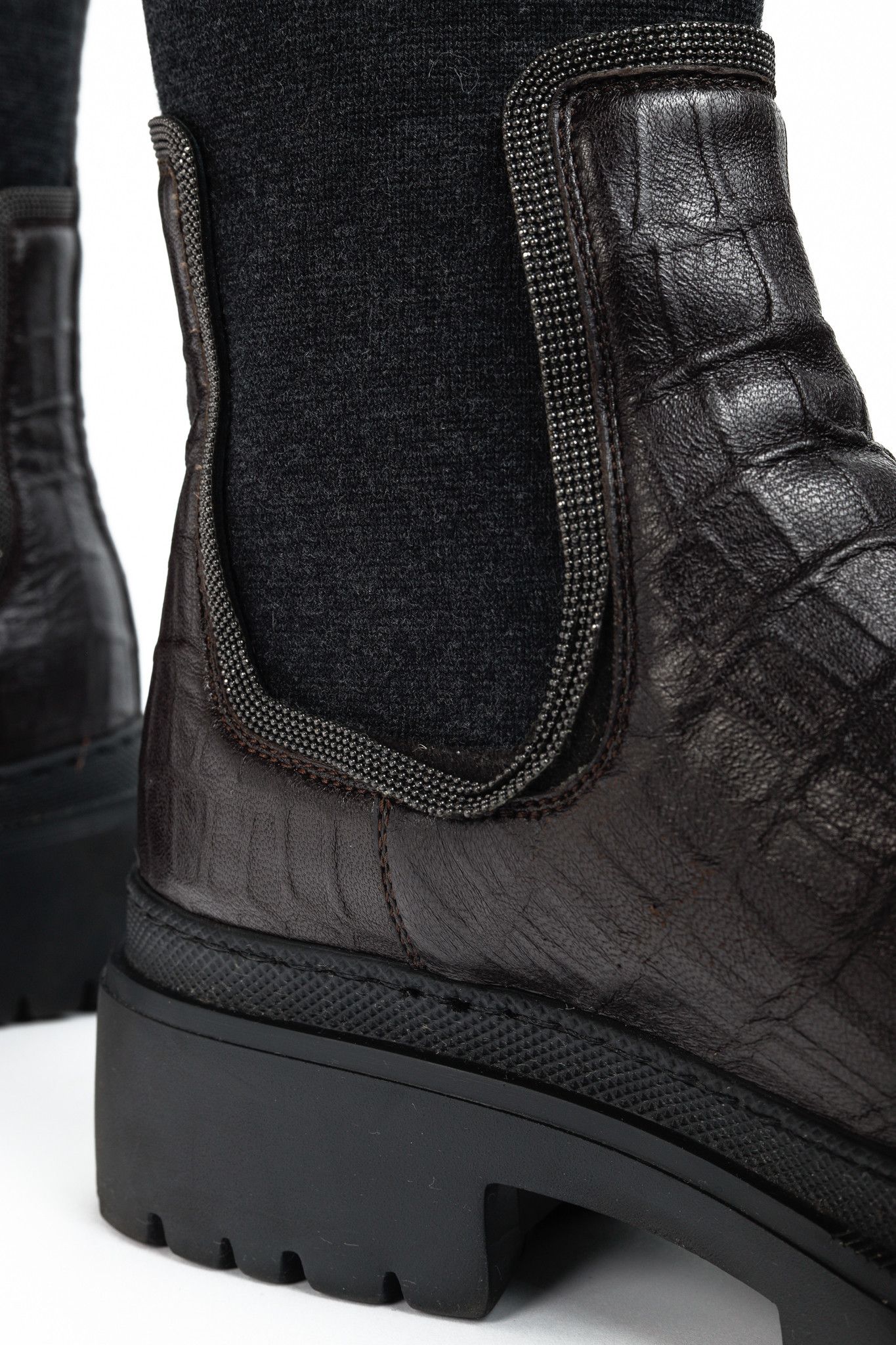 Brunello Cucinelli Brunello Cucinelli Monili Croc-Effect Leather Chelsea Boots Size US 9 / IT 39 - 9 Thumbnail