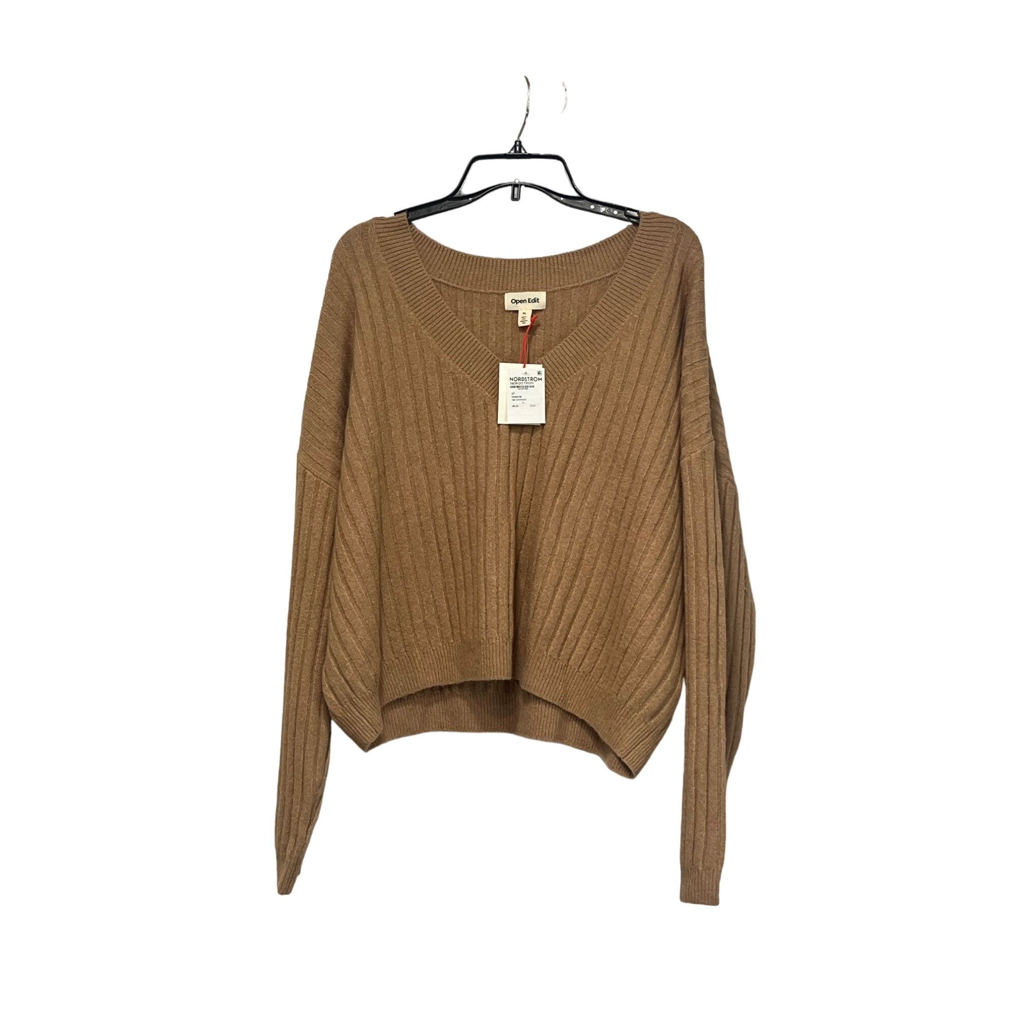 Other OPEN EDIT V-neck Rib Sweater In Tan Cartouche, Sz. XL Size XL / US 12-14 / IT 48-50 - 10 Thumbnail