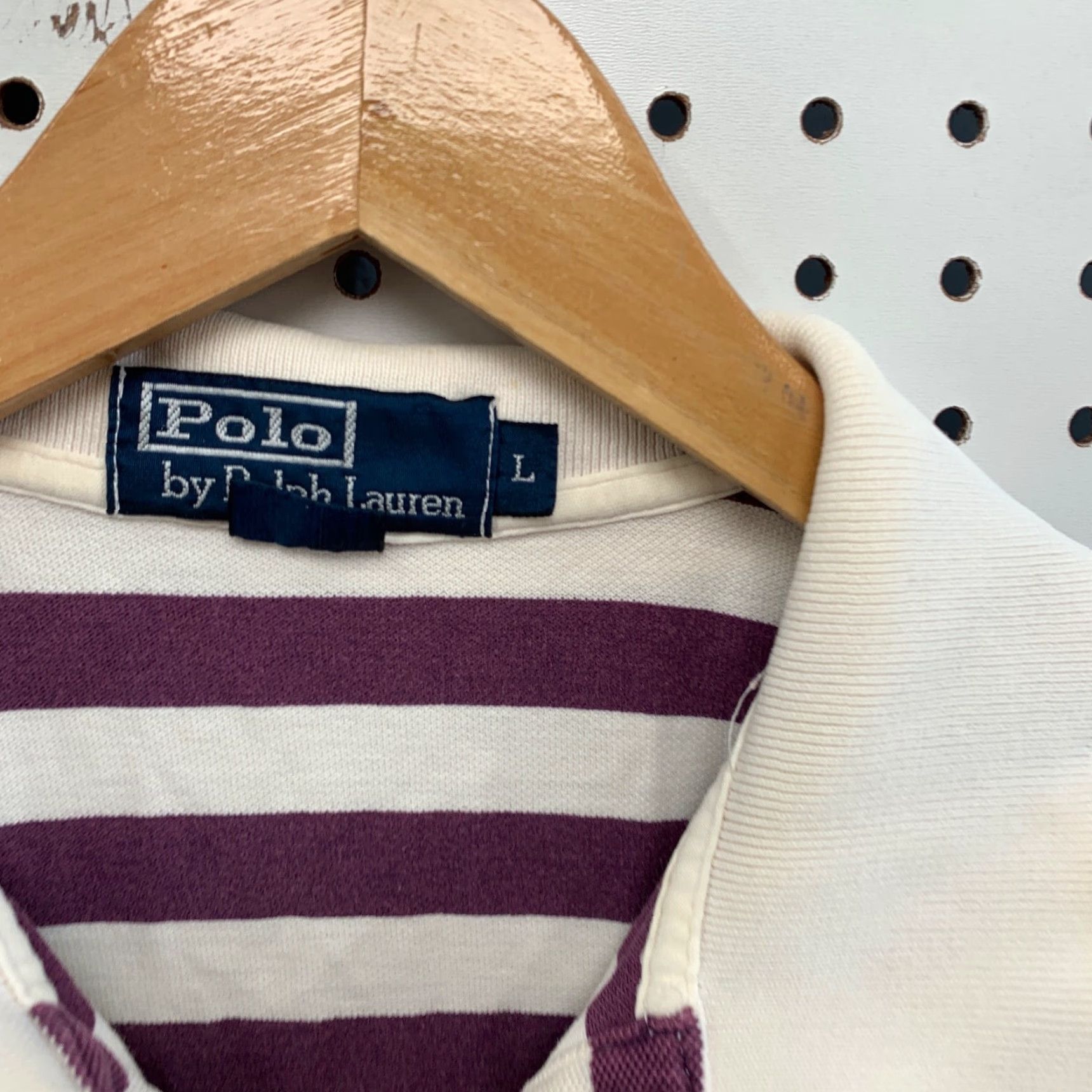 Polo Ralph Lauren Polo Ralph Lauren Polo Shirt Striped White Purple Adult Large Short Sleeve Mens Polo Shirt Size US L / EU 52-54 / 3 - 6 Thumbnail