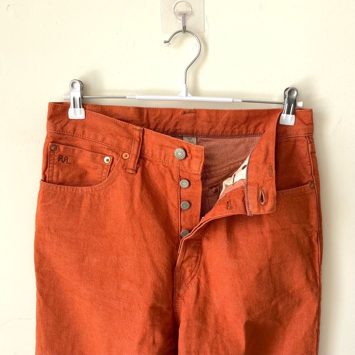 RRL Ralph Lauren Orange Pants High Boy Fit Tangerine Jean Japanese Denim Size US 30 / EU 46 - 3 Thumbnail