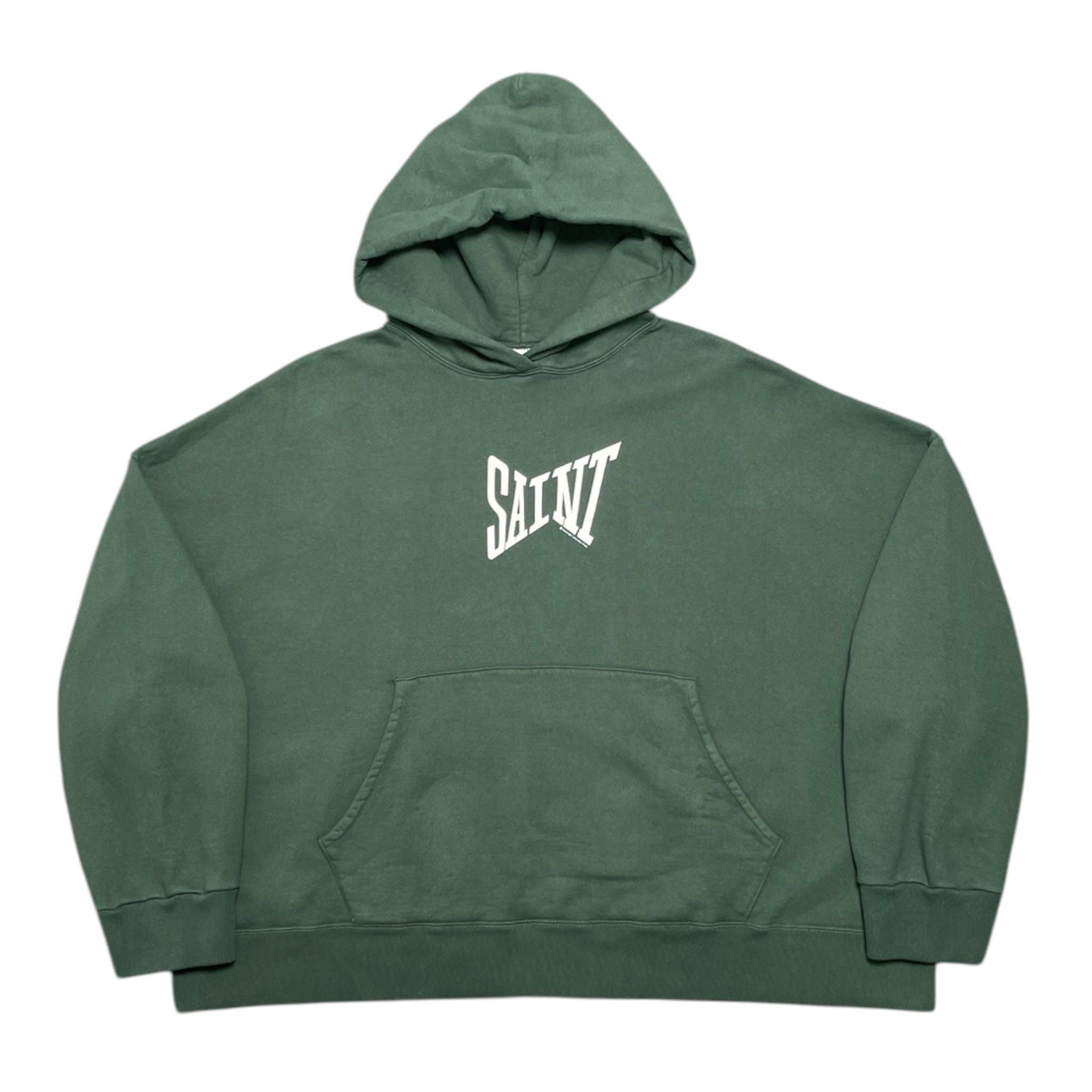 Saint Michael Saint Michel Ribon Logo Hooded Sweatshirt Green 