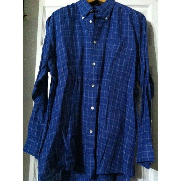 Faconnable FACONNABLE MENS BLUE 100%LINEN PLAID CASUAL SHIRT SIZE: 17 Size US XL / EU 56 / 4 - 3 Thumbnail