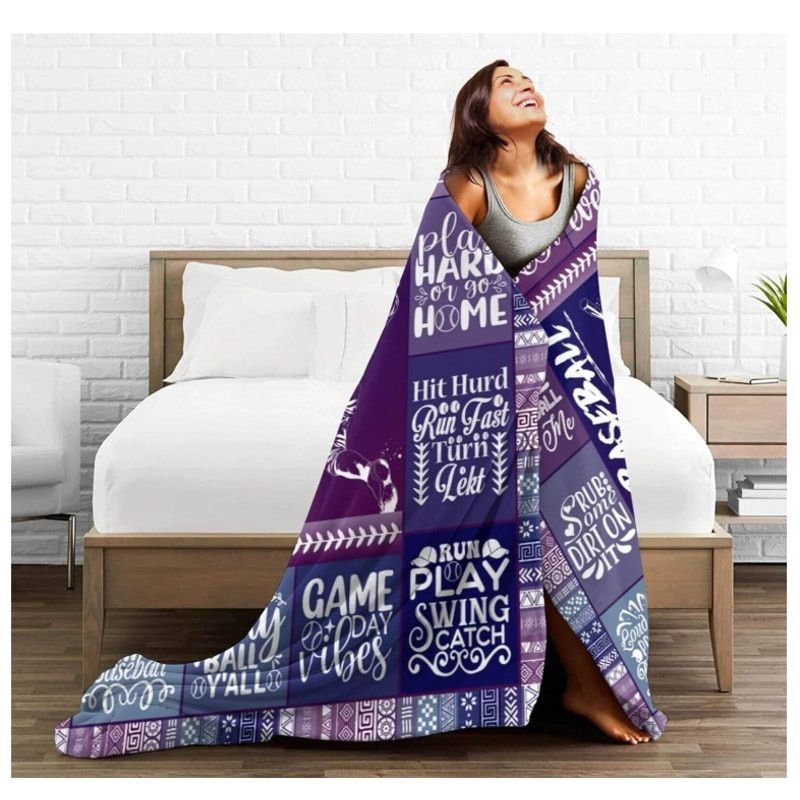 The Unbranded Brand Baseball Themed Design Printed Throw Blanket 40"x 50" Size ONE SIZE - 2 Thumbnail