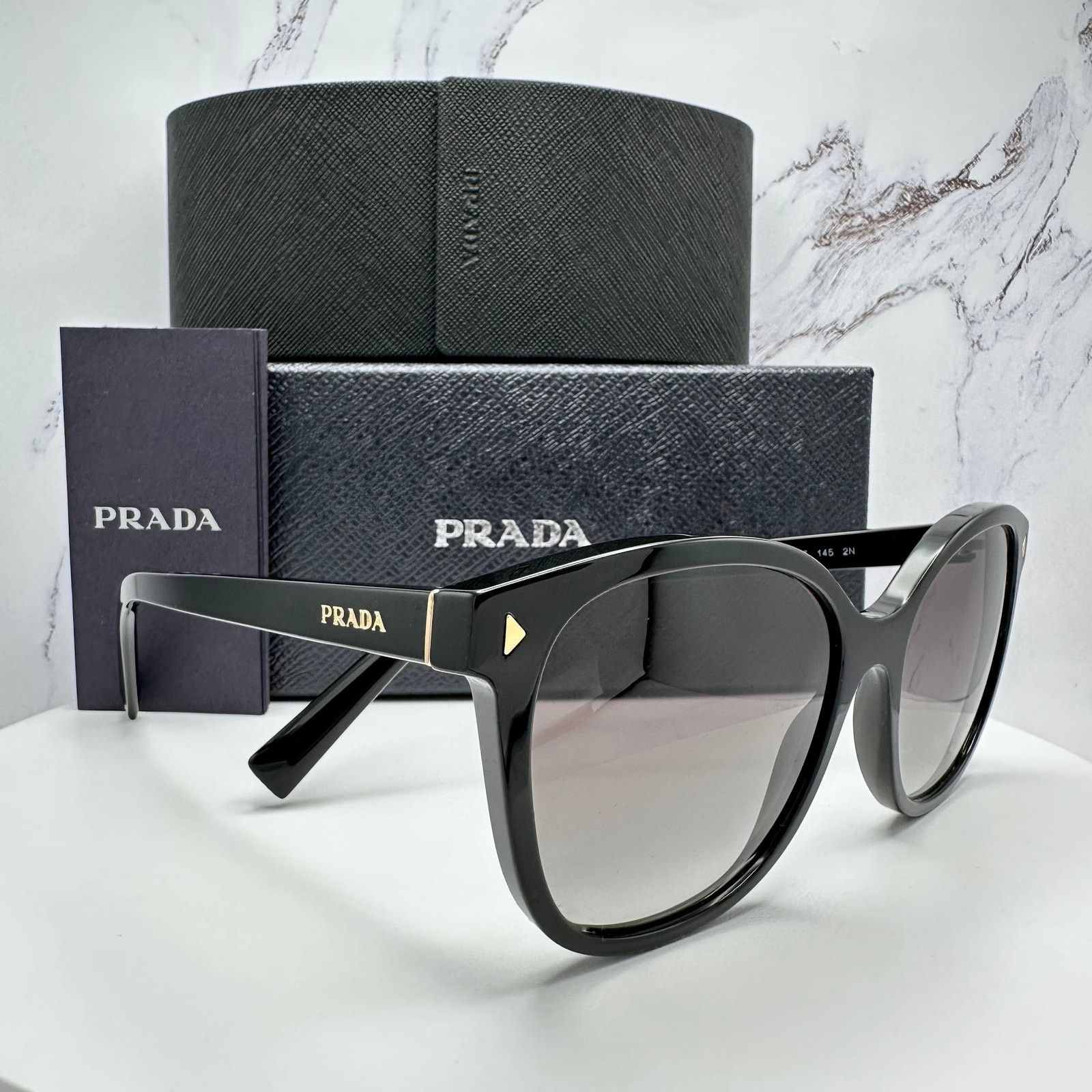 Prada New PRADA Sunglasses Black Gold Square Gray Lens Size ONE SIZE - 14 Thumbnail