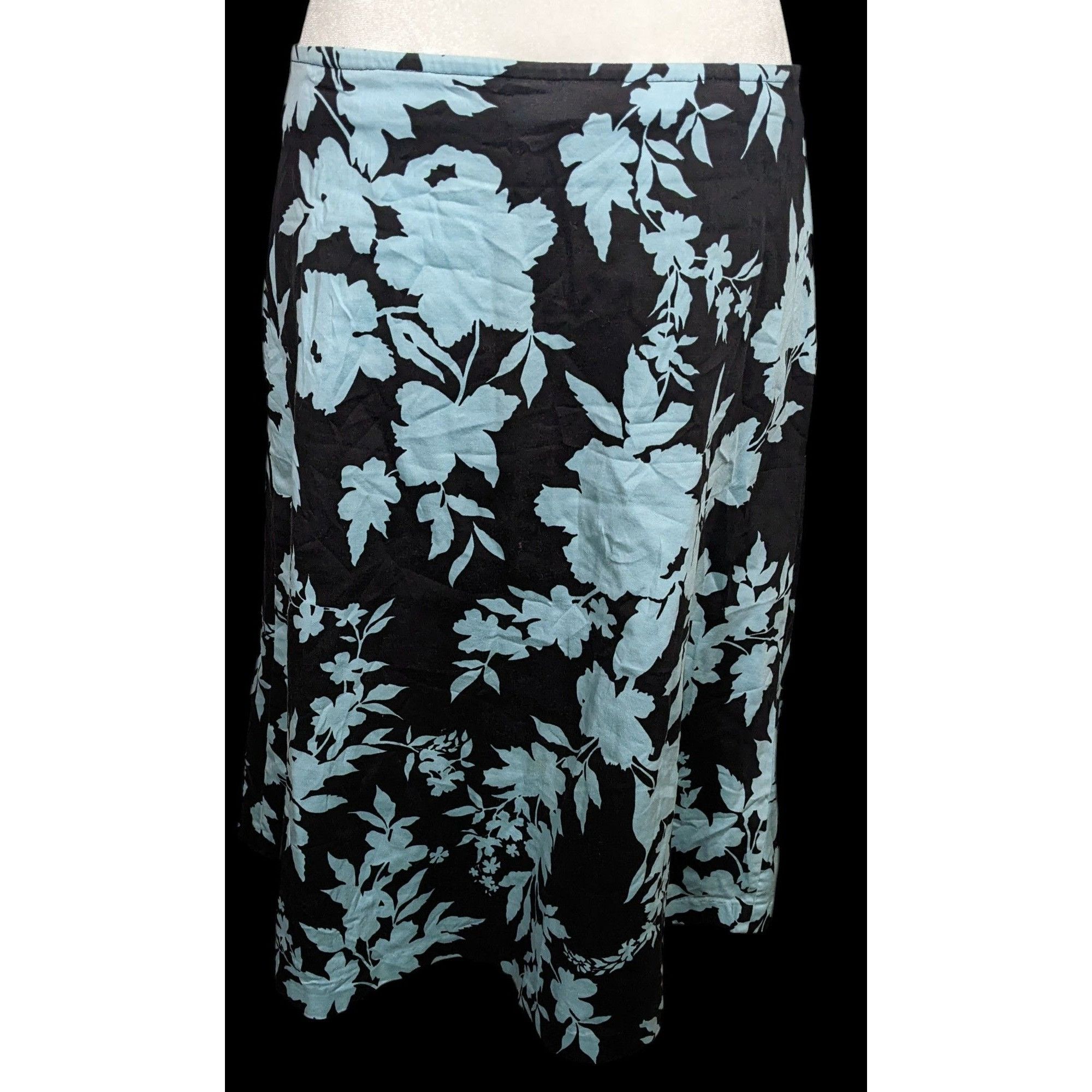 Other Vintage Newport News Black And Blue Floral Knee Length Skirt Size 32" / US 10 / IT 46 - 3 Thumbnail