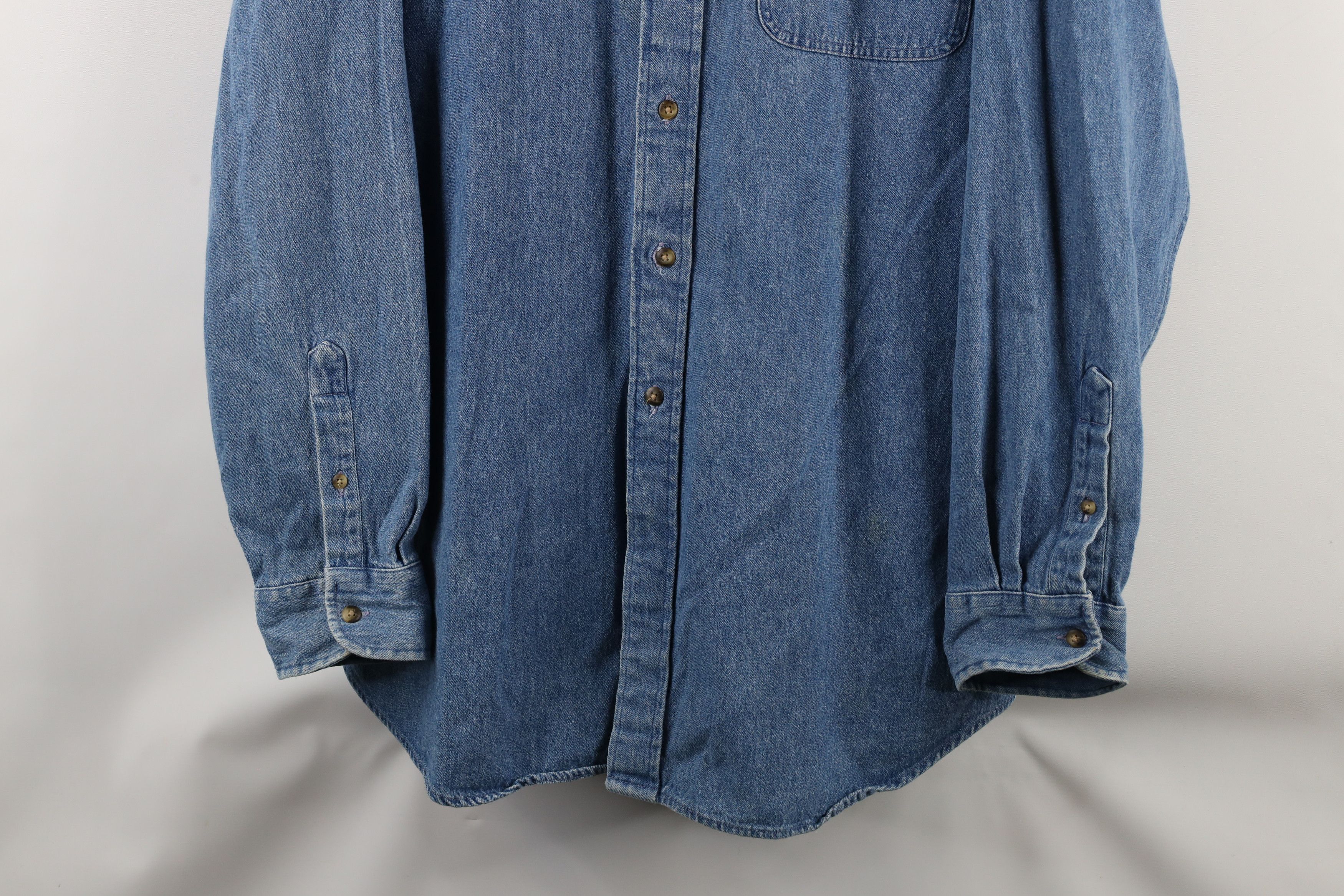 Vintage Vintage 90s Streetwear Denim Jean Button Down Shirt Blue Size US XL / EU 56 / 4 - 3 Thumbnail