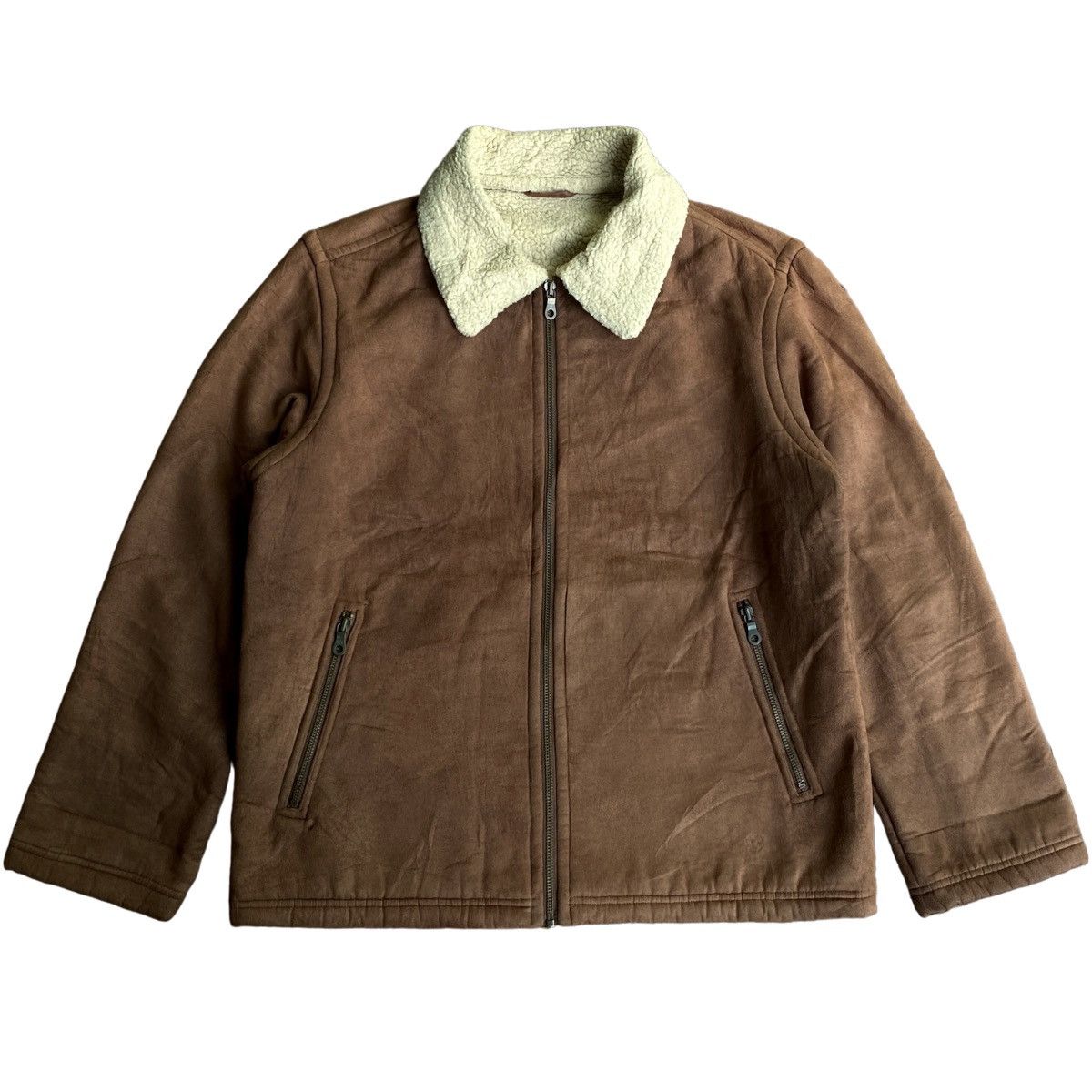 Vintage Uniqlo Faux Sheepskin Warm Shearling Jacket With Fur