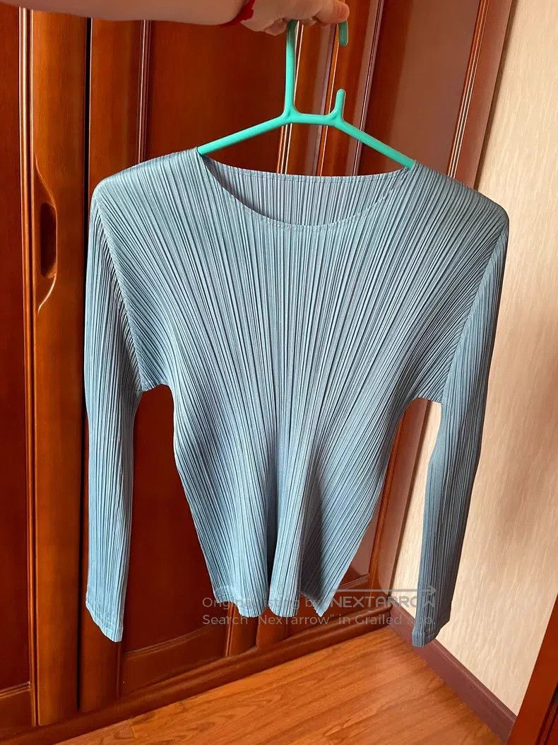 Issey Miyake Issey Miyake Gray-Blue Long Sleeve Size L / US 10 / IT 46 - 2 Thumbnail
