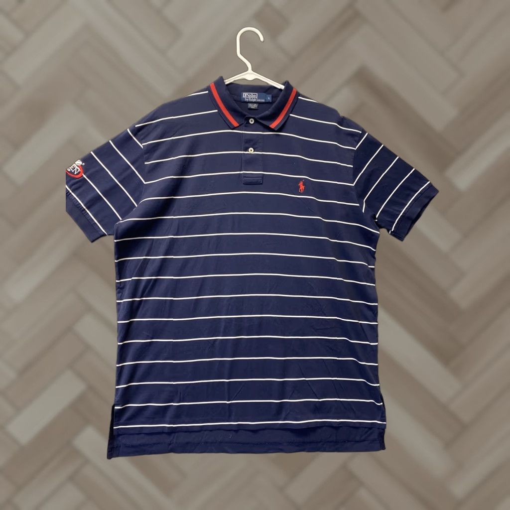 Polo Ralph Lauren VINTAGE Polo Ralph Lauren Polo Shirt Men L Blue White Striped Casual Golf Preppy Size US L / EU 52-54 / 3 - 1 Thumbnail