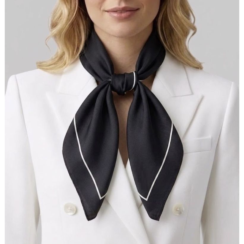 Other Luxury Elegant Minimalist Soft Silky Square Scarf Black With Size ONE SIZE - 1 Thumbnail