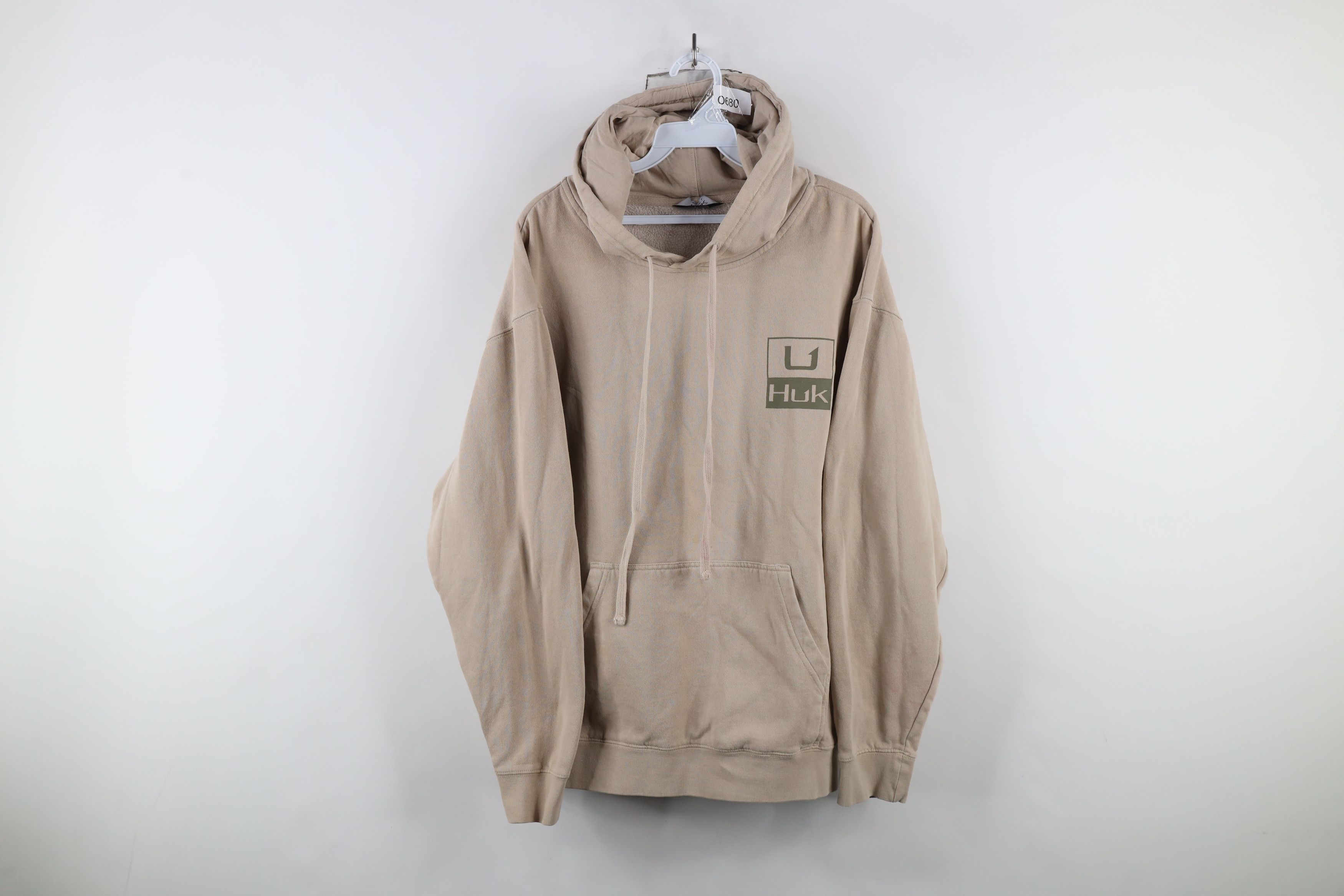 Vintage Huk Fishing Spell Out Hoodie Sweatshirt Beige Khaki Tan Size US L / EU 52-54 / 3 - 1 Thumbnail