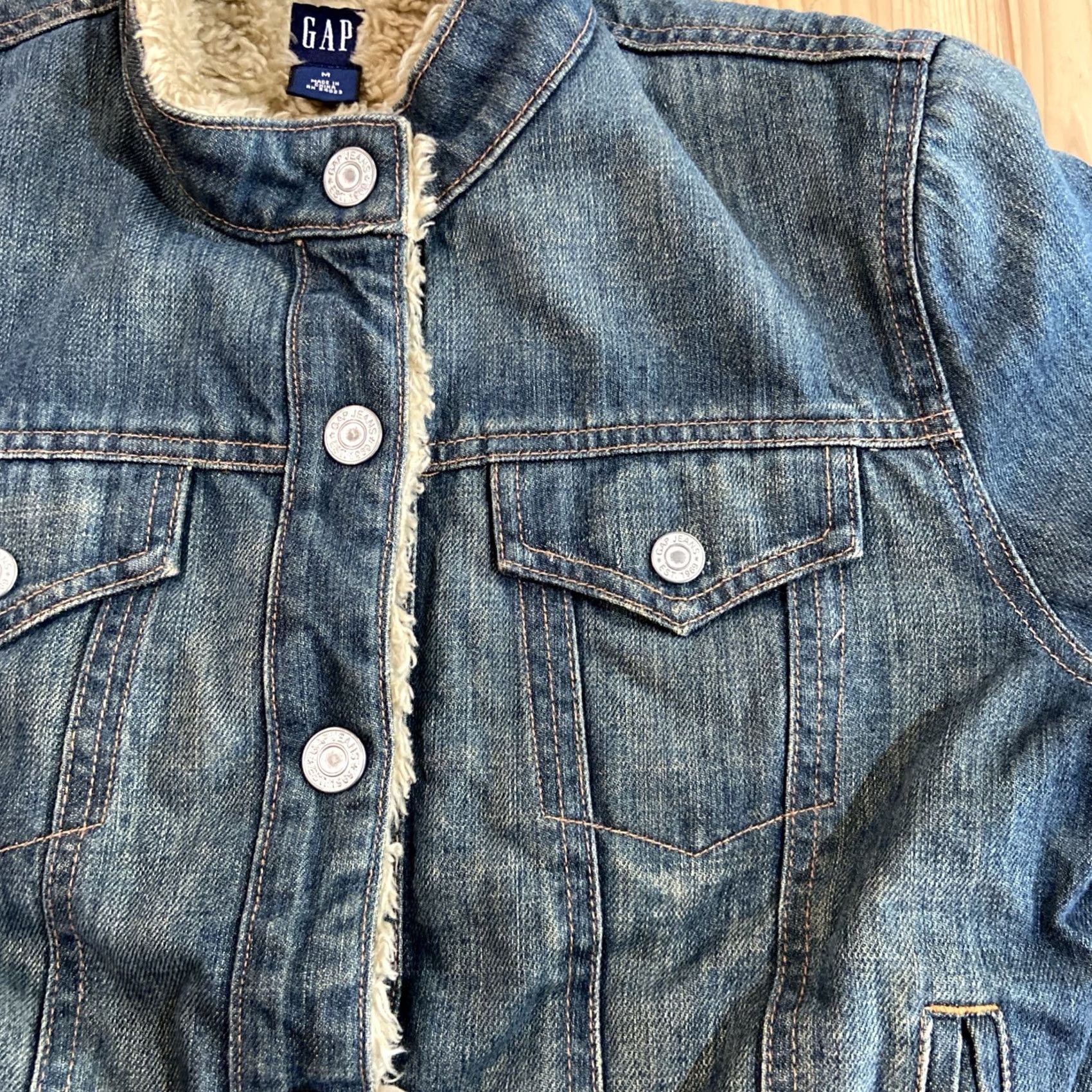 Gap VINTAGE GAP Denim Jacket Sherpa Lined Womens M Western Barn Trucker Blue Cozy Jacket/Cozy Blue? Size M / US 6-8 / IT 42-44 - 5 Thumbnail