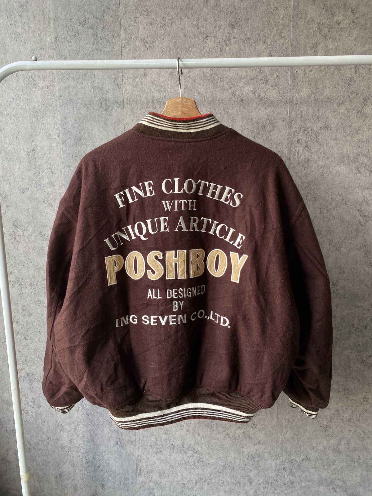 Japanese Brand F/W 1990 Posh Boy Reversible Wool Bomber Jacket Size US L / EU 52-54 / 3 - 2 Thumbnail