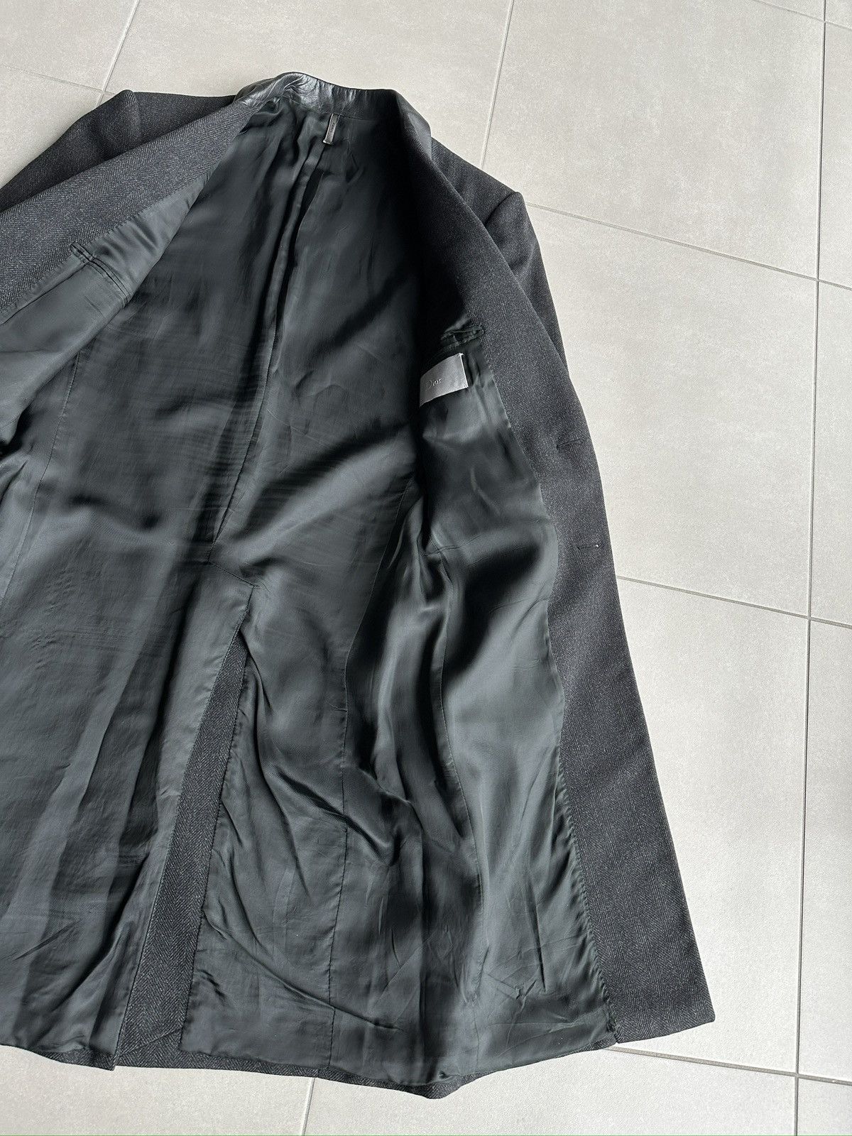 Dior × Hedi Slimane Dior Homme AW01 “Solitaire” lambskin collar wool long coat Size US M / EU 48-50 / 2 - 15 Thumbnail
