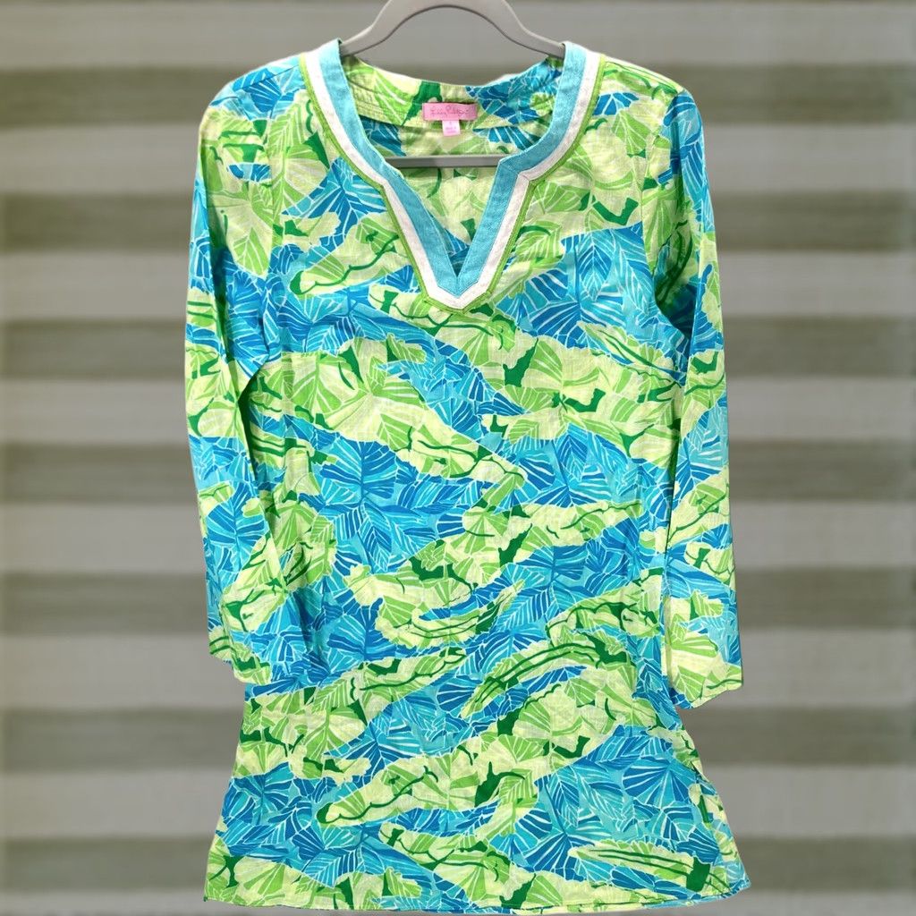 Lilly Pulitzer Lilly Pulitzer Tunic Shift Dress Small Multicolor Crocodile 3/4 Sleeve Preppy Shirt Womens Dress Size S / US 4 / IT 40 - 1 Thumbnail