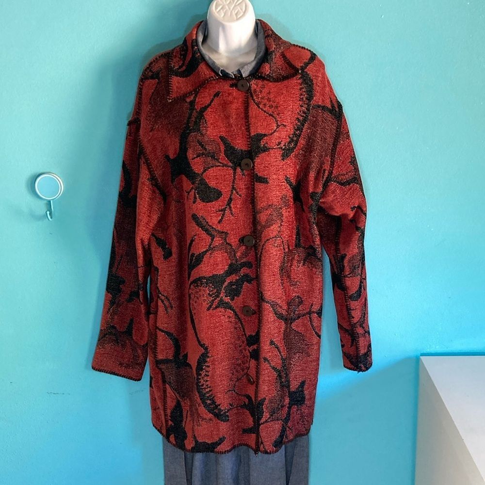 Vintage Beverly Robben Red Print Coat Size M Vintage 1990's Oversize Size M / US 6-8 / IT 42-44 - 7 Thumbnail