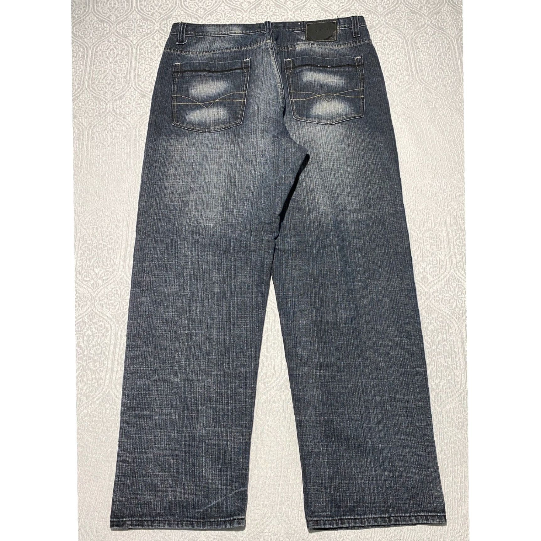 Denime ROYAL BLUE Jeans Mens 40x34 Dark Wash Straight Wide Leg Cotton Denim Pants Size US 40 / EU 56 - 2 Thumbnail