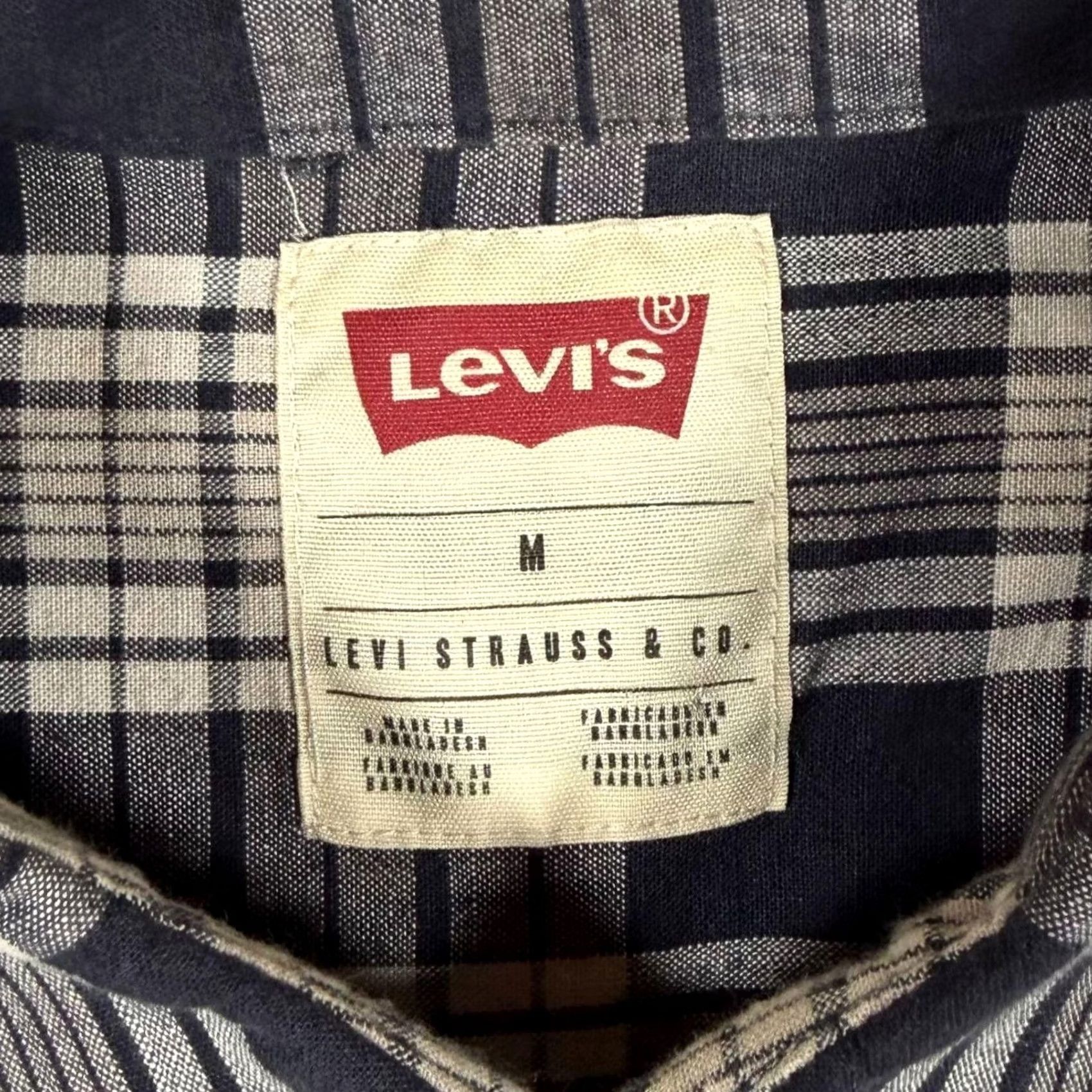 Levi's Levi's Western Style Plaid Check Cotton Popper Long Sleeve Shirt M Black / Grey / White Check Mens Regular Button-Up Size US M / EU 48-50 / 2 - 3 Thumbnail