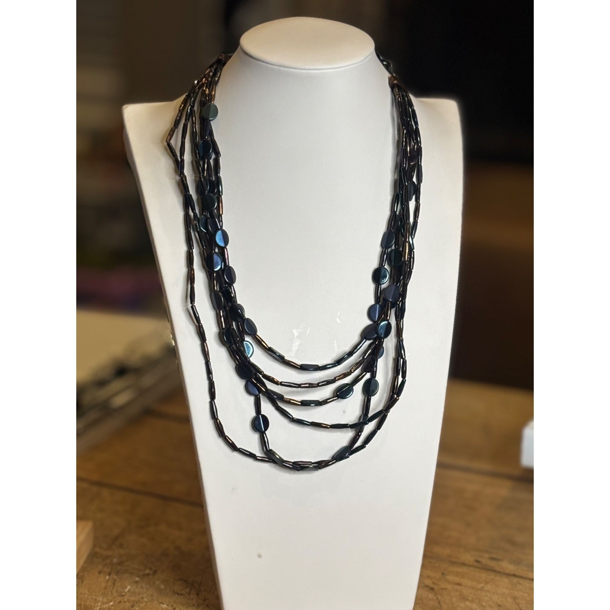 Chicos Chicos Black & Bronze Multi-Strand Beaded Necklace With Adju Size ONE SIZE - 4 Thumbnail