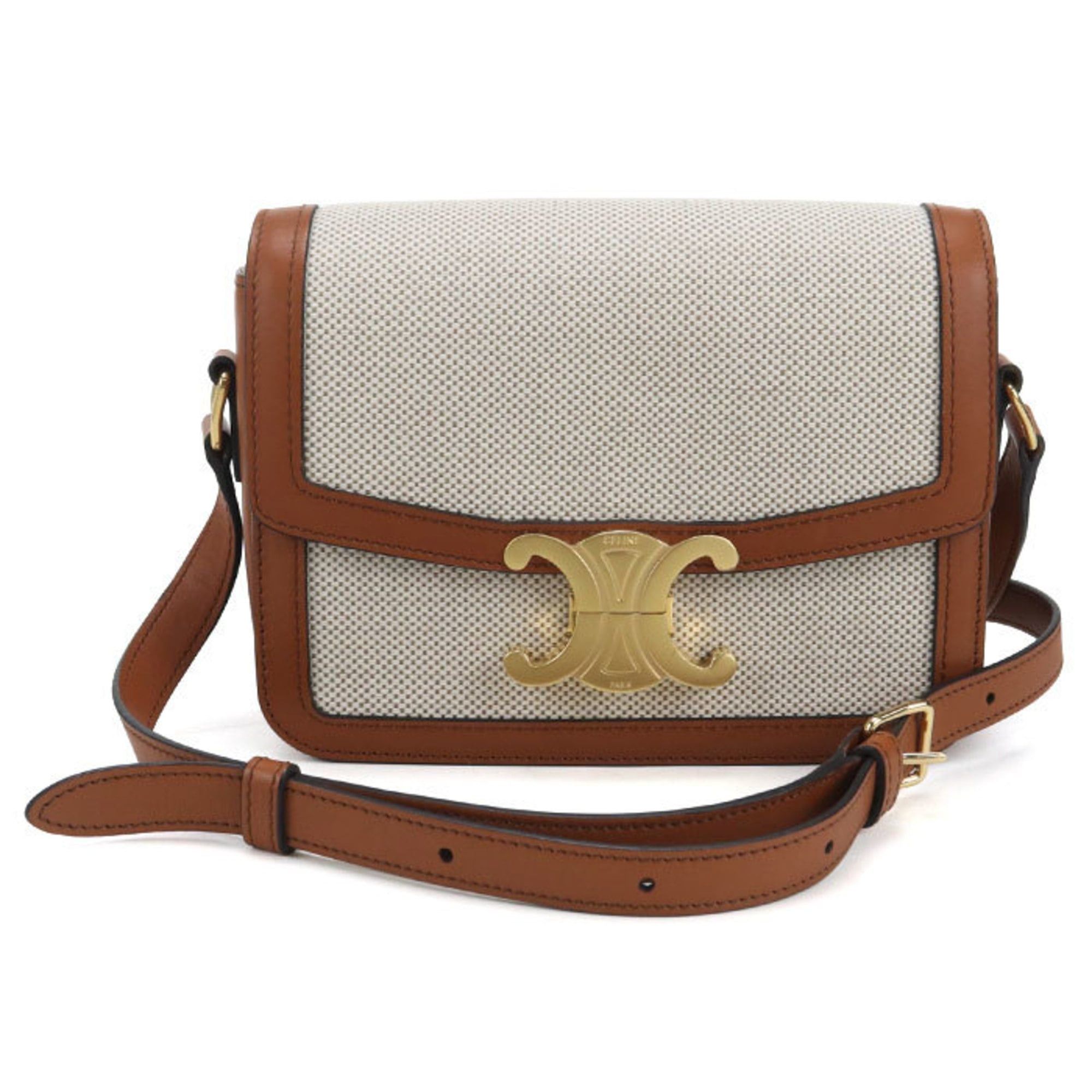 Celine CELINE Classic Triomphe Crossbody Shoulder Bag, Women's, Beige Size ONE SIZE - 1 Thumbnail