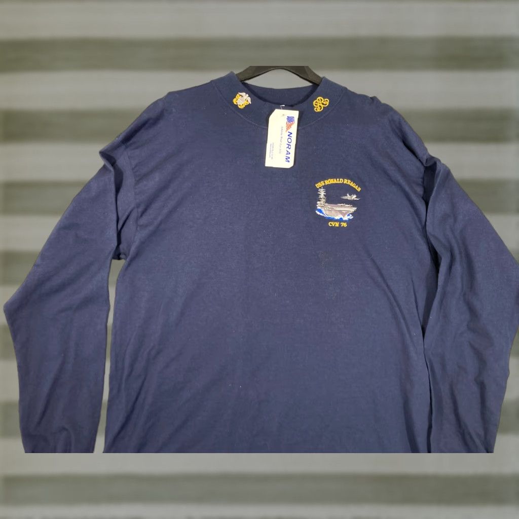 Gildan VINTAGE Gildan T-Shirt USS Ronald Reagan Logo Blue XL Mens Long Sleeve Cotton Size US XL / EU 56 / 4 - 1 Thumbnail